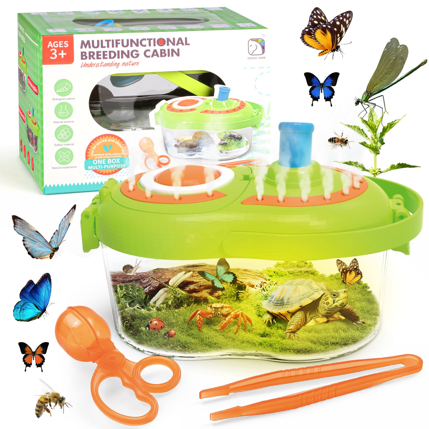 Huge Wave Bug Catcher for Kids, Bug Catching Kit with 4X Magnified Viewer, Night Light & Learning Guide, Perfect Explorer Kit Christmas Gift for Boys Girls Aged 3-8