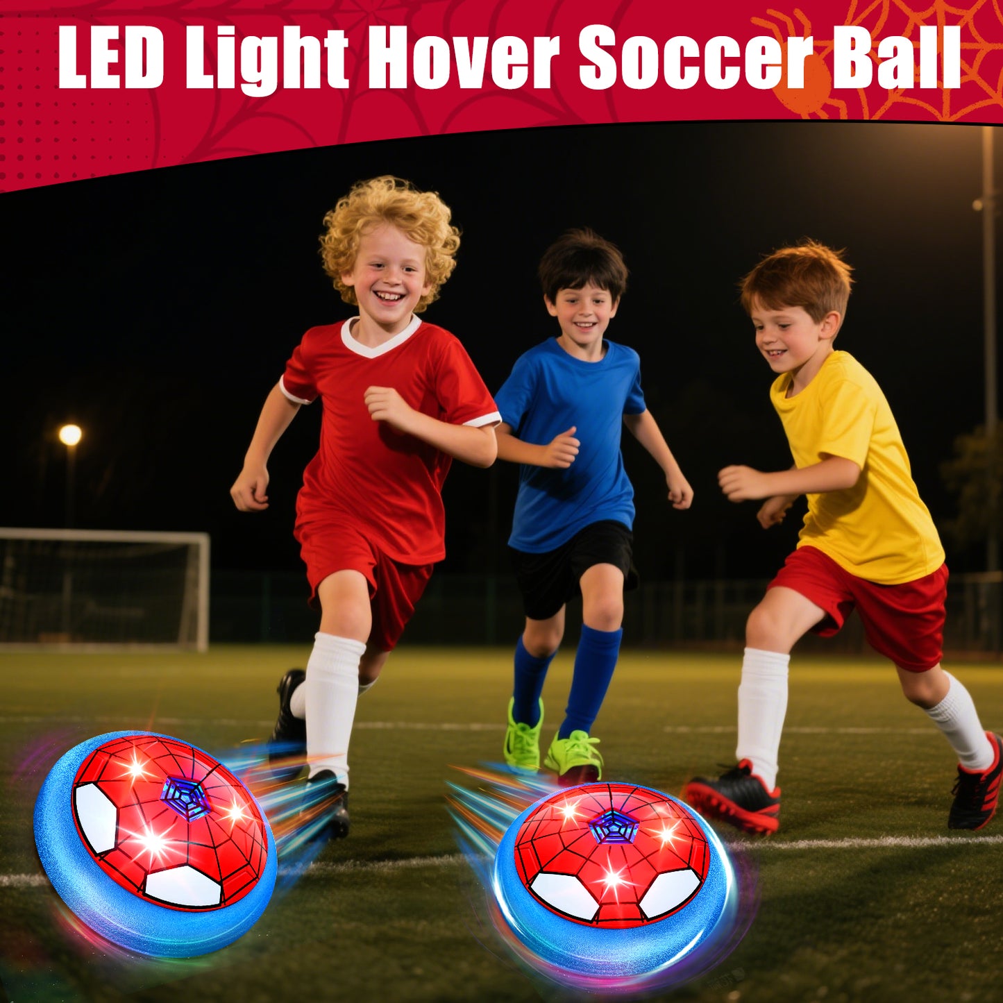 Huge Wave 2 Pack Hover Soccer Ball for Kids, Indoor and Outdoor Soccer Ball Toys with LED Light, Christmas Birthday Gifts for 3-12 Year Old Boys Girls