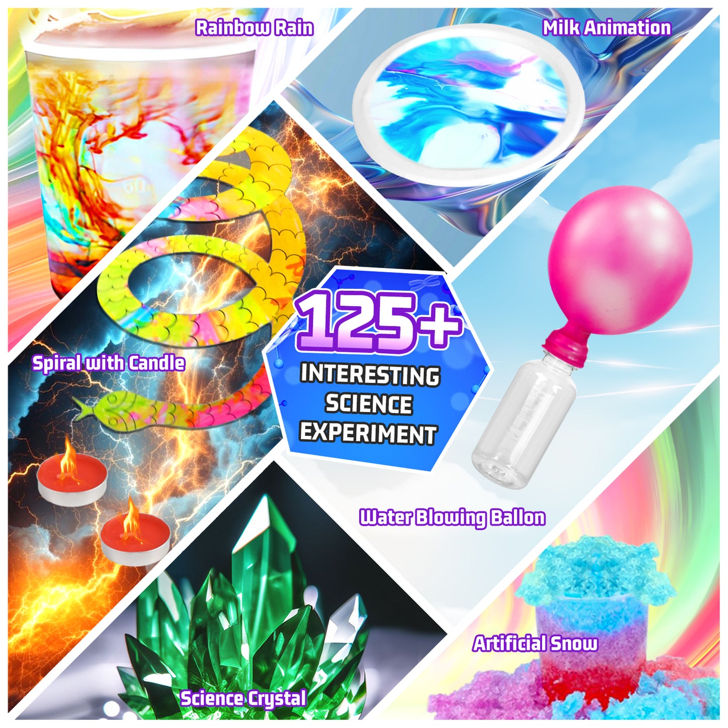 Science Kits for Kids Age 5-9, 125 Kids Lab Experiments with Table, STEM Education Volcano Toys, Birthday Gifts for Boys Girls Age 5-12