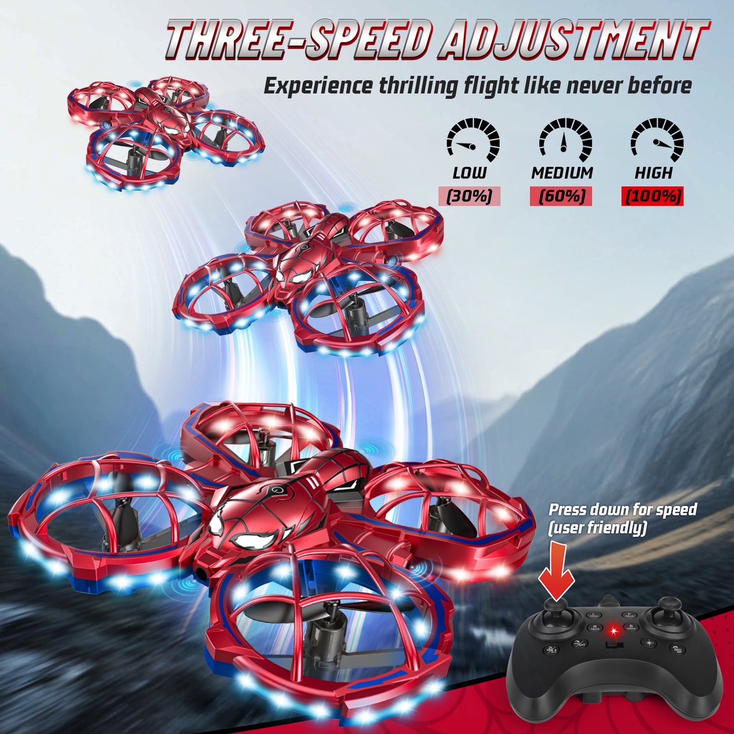 Stunt Drone for Kids, Beginners RC Quadcopter, with LED Light, 360° Roll, Altitude Hold, Birthday Gift for Boys and Girls Aged 6-12