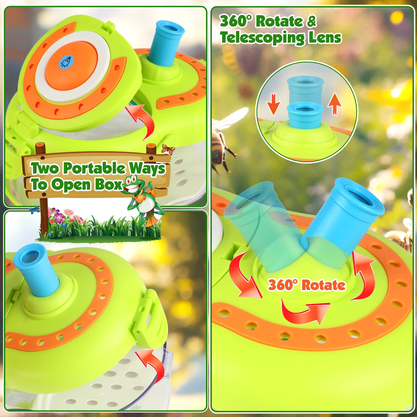 Huge Wave Bug Catcher for Kids, Bug Catching Kit with 4X Magnified Viewer, Night Light & Learning Guide, Perfect Explorer Kit Christmas Gift for Boys Girls Aged 3-8