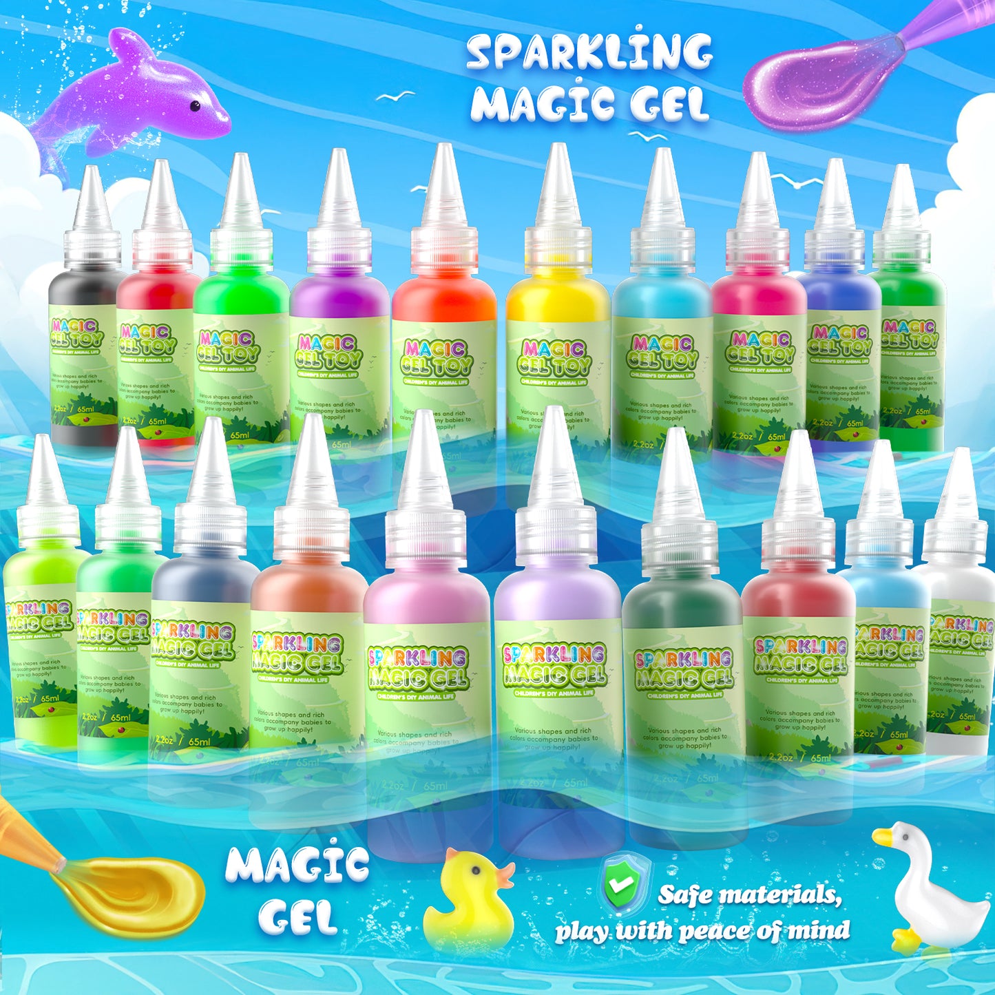 Huge Wave Farm Series Magic Gel Kit for Kids, 20 Colors Handmade Elf Water Toy, Kids Art & Craft Set Birthday Christmas Gifts for 3-8 Girls Years