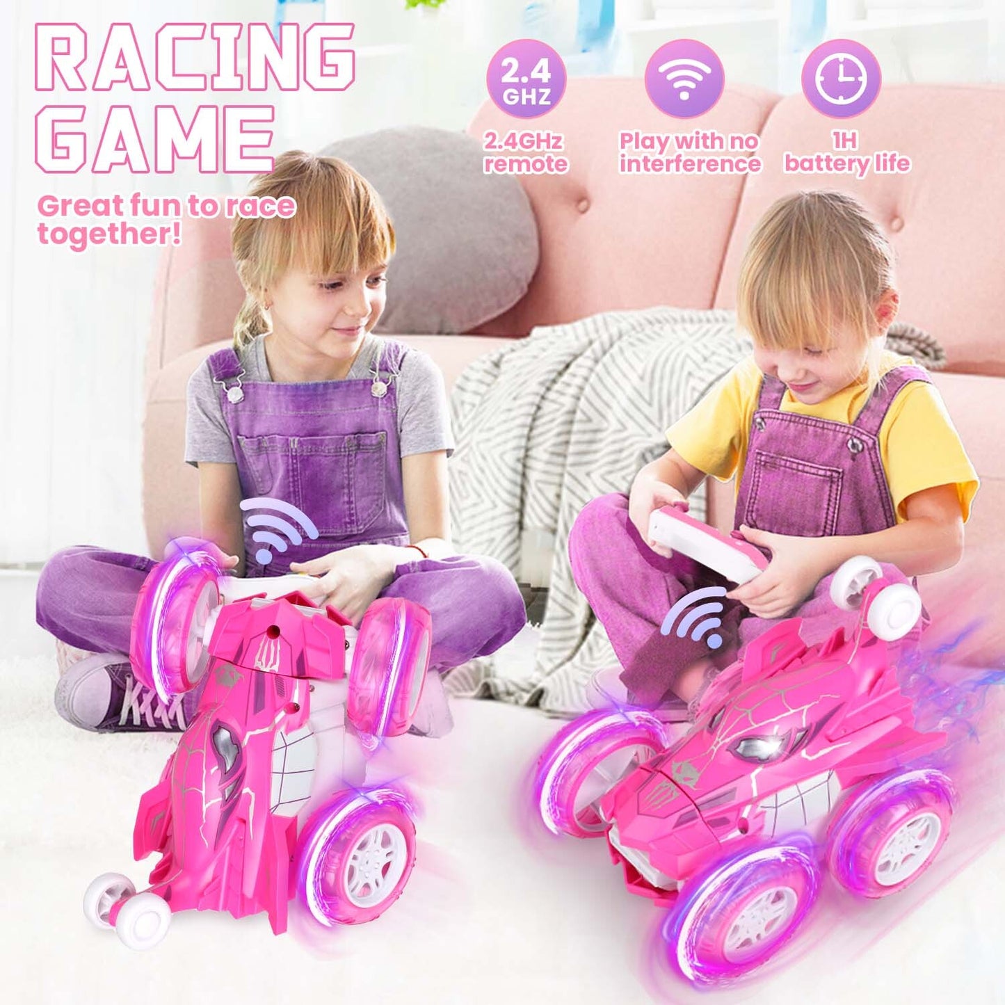 Spider Remote Control Car,360°Flips 4WD Remote Control Car for Boys Girls,RC Stunt Car with Cool Light Birthday Gifts for 3-10 Boys Girls