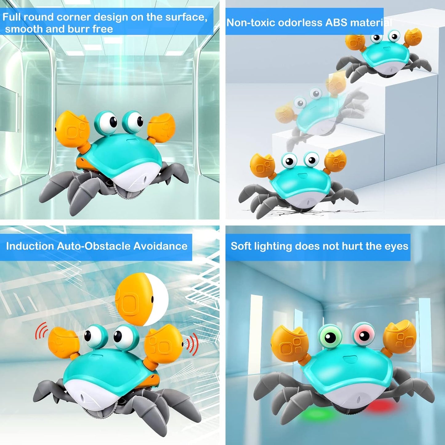 Baby Escape Crawling Crab Interactive Learning Toys, Infant Toys with Musical Moving Sensory Induction Crabs for Toddler