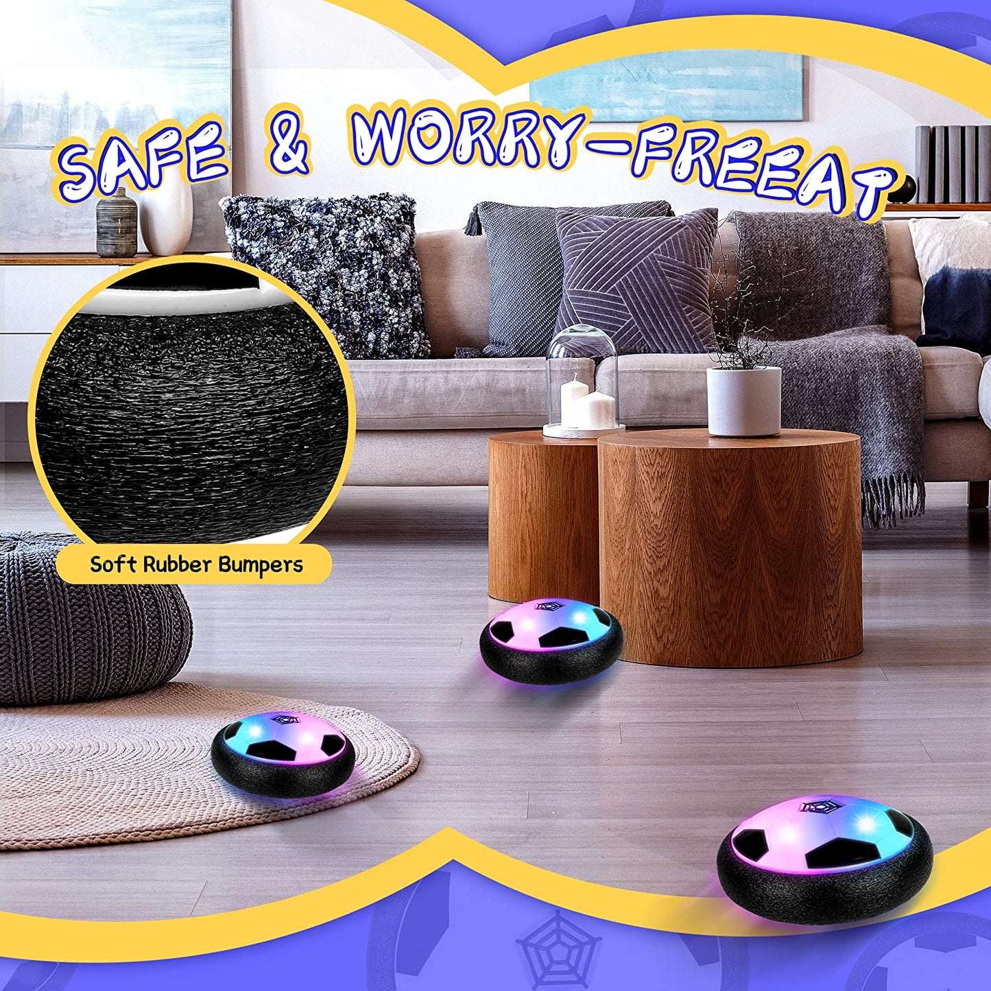 Hover Soccer Ball Toys with Foam Bumpers Christmas Birthday Gifts for 3 4 5 6 7 8+ Year Old