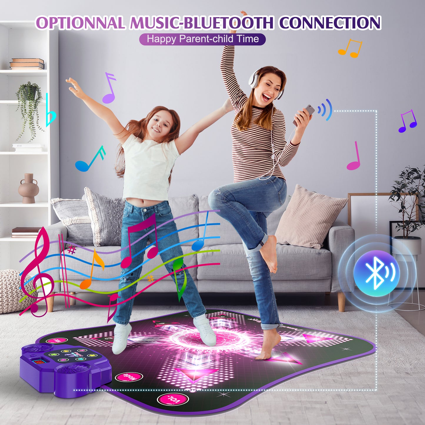 Dance Mat Toys for 3-12 Year Old Kids, 2023 Upgraded Electronic Dance Pad with Light-up, Music and Bluetooth, Christmas Toys for 3 4 5 6 7 8 9 10 11 12+ Year Old Girls Birthday Gift Ideas