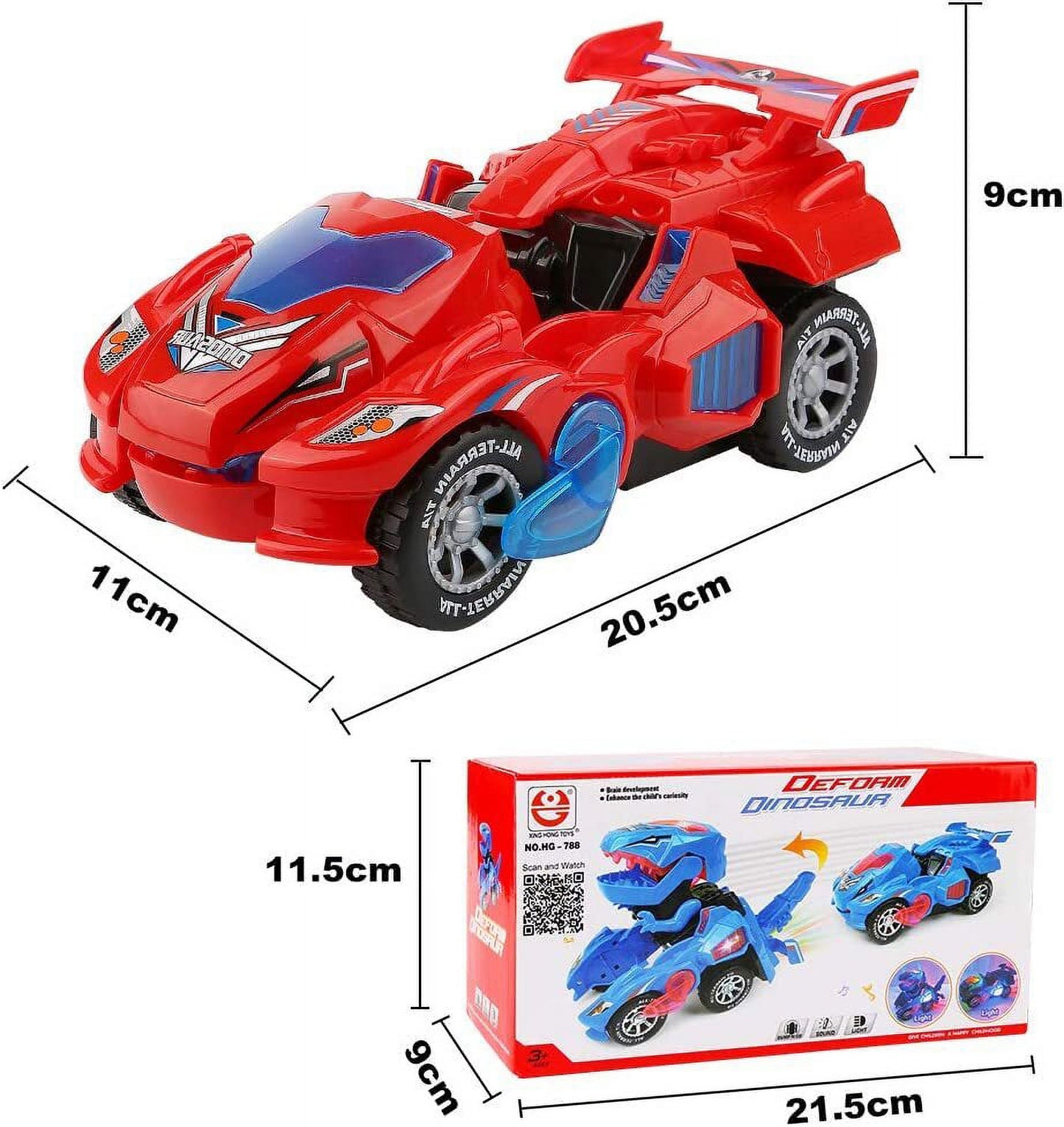 Transforming Dinosaur Car Toys,2 in 1 Automatic Dinosaur Transform Car Toy,Dinosaur Transformer Toy for Kids 3 Year Old and Up