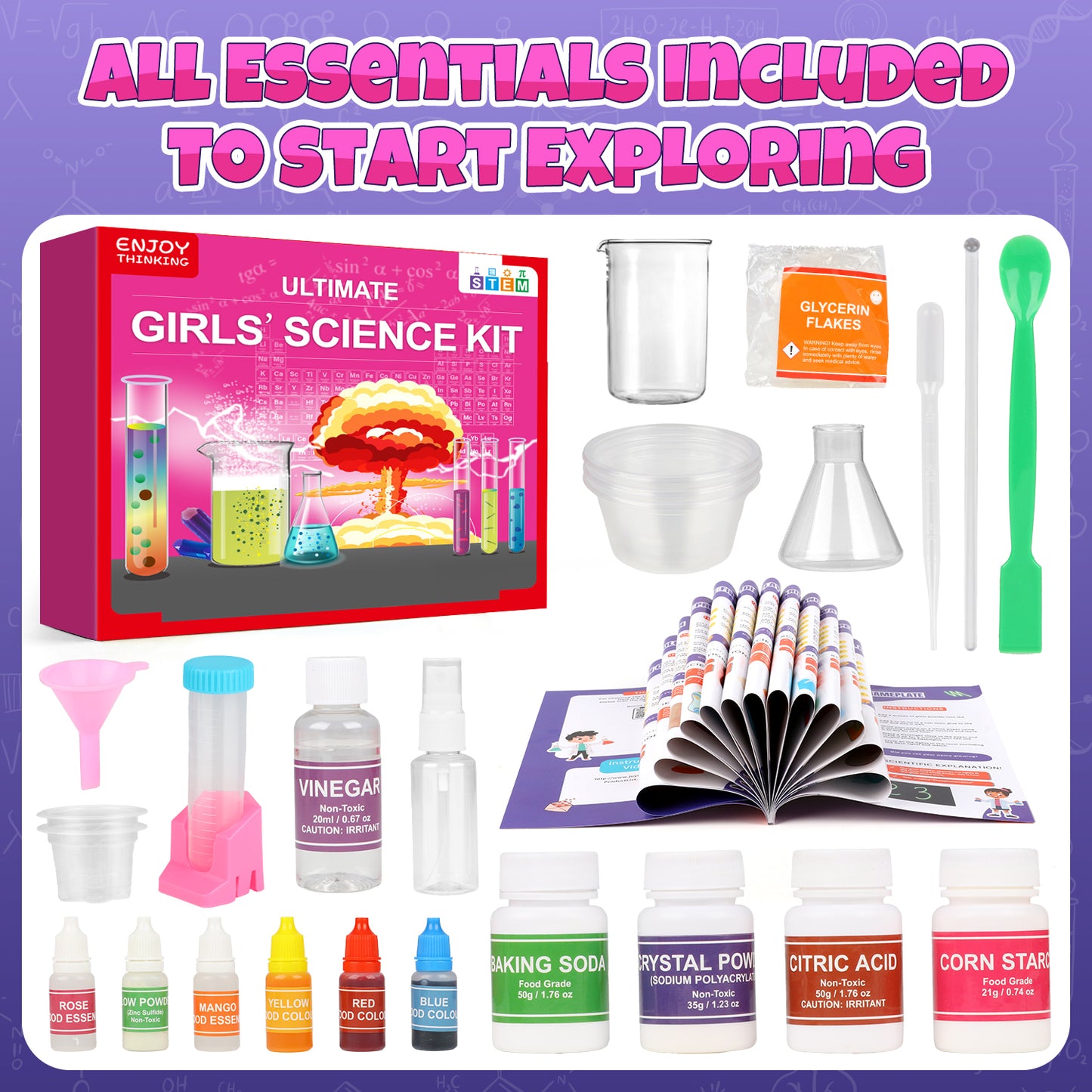 Huge Wave 135+ Science Kit for Kids, STEM Educational Experiments Toys, Birthday Gift Ideas for Boys & Girls 8+ Years Old (Pink)