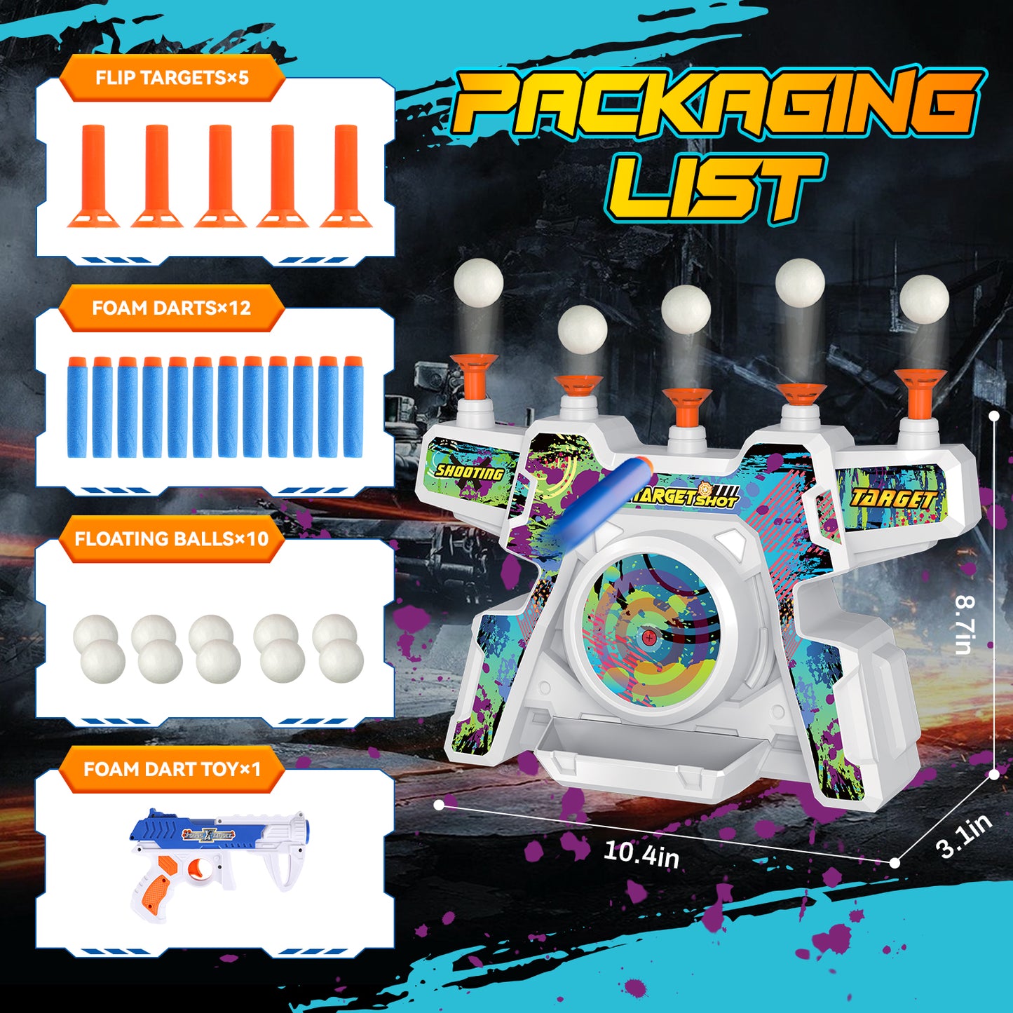Huge Wave Shooting Game Toy for Age 5-10 Years Old Boys, Hover Floating Ball Targets with Music, Outdoor Game Toys Gifts for Christmas Birthday Kids