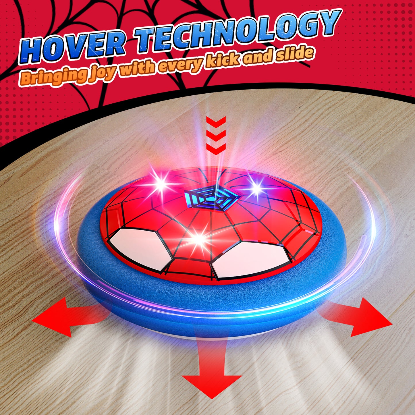 Huge Wave Hover Soccer Ball for Kids, Rechargeable LED Hover Soccer Ball Toy, Soft Foam Bumper Indoor and Outdoor Play, Sports Christmas Gift for Boys Girls 3-8 Years