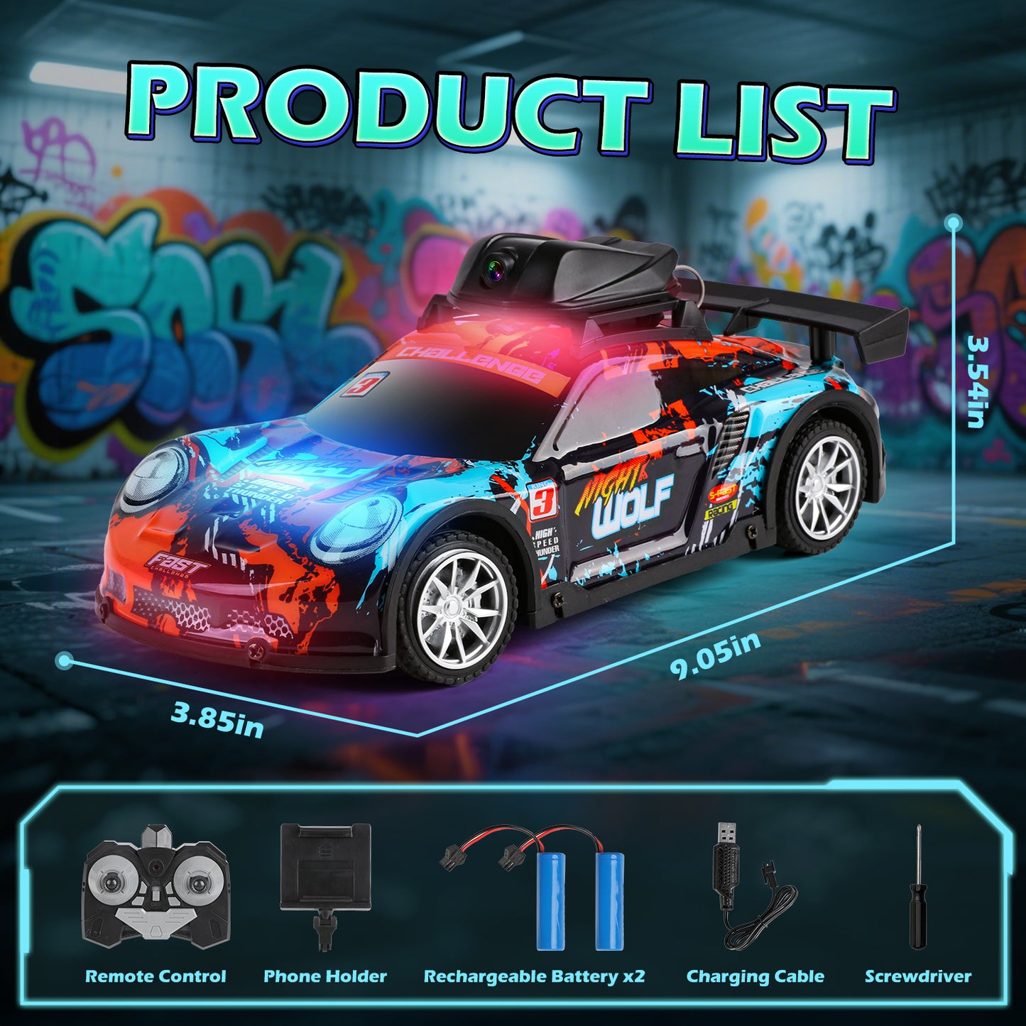 Huge Wave Remote Control Car for Boys, 2.4GHz High Speed RC Car with HD Camera, with 2 Batteries for Kids Birthday Christmas Toys Gift 6-12 Years Old