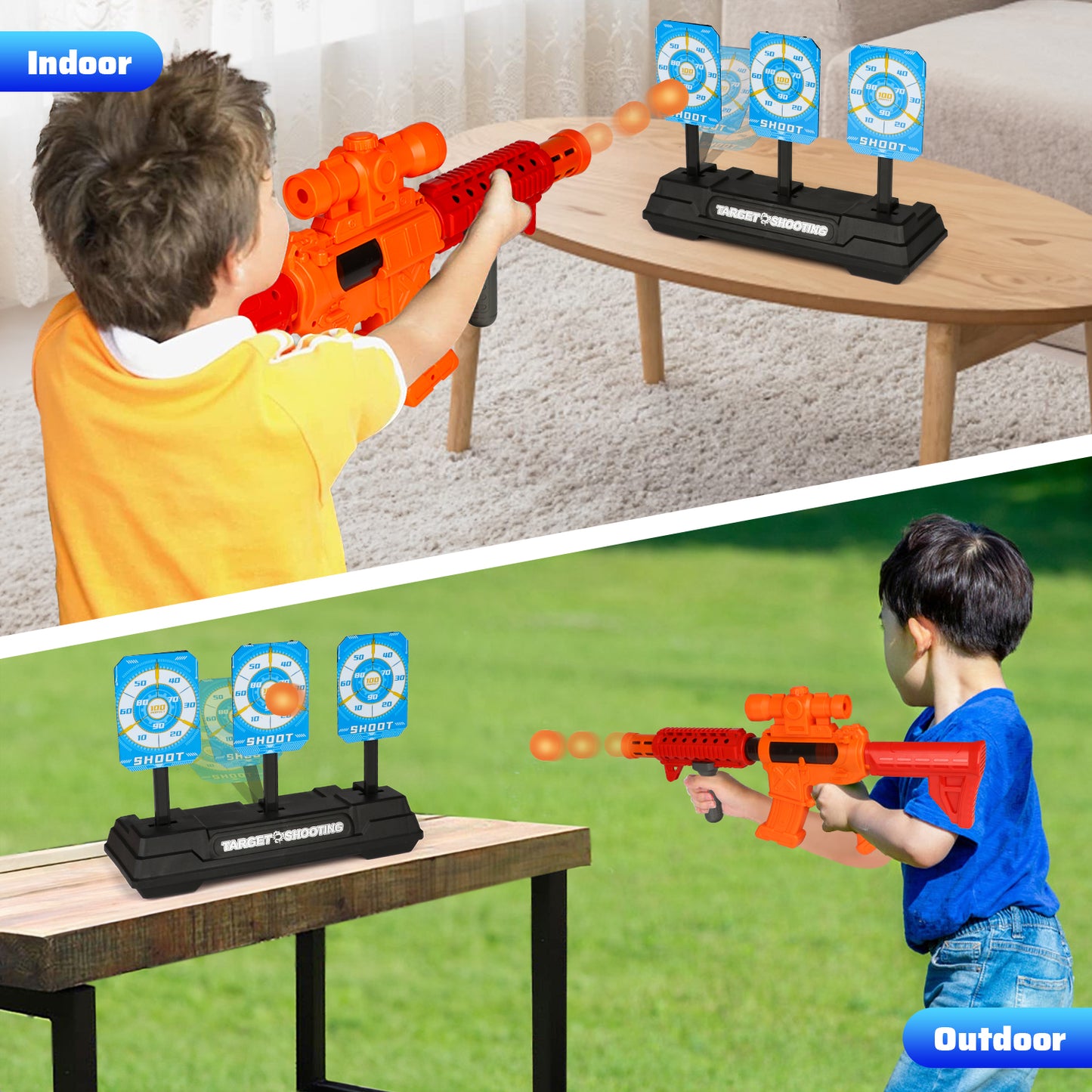 Shooting Target Toys for Boys, Air-popper Automatic Rebound Shooting Games for Kids 5 6 7 8+, Outdoor&Indoor Toys Birthday Christmas Gifts for 5-7 6 8 9 10+