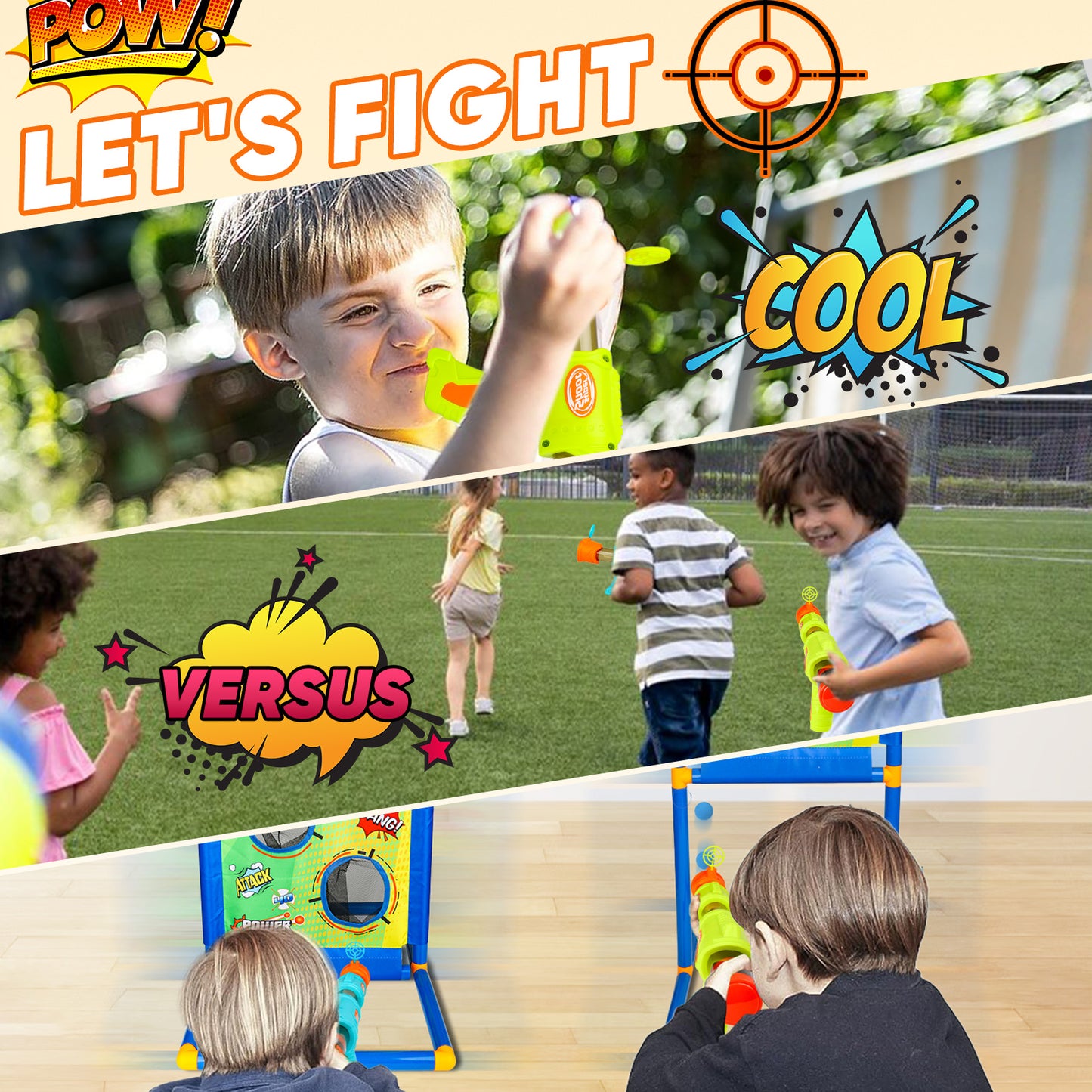 Shooting Game Toy for Kids - 2 in 1 Foam Ball Popper Toy Boys - Indoor Outdoor Shooting Target 48 Foam - Birthday Christmas Toys Age 4 5 6 7 8 9 10+ Year Old - Compatible with Nerf Toy