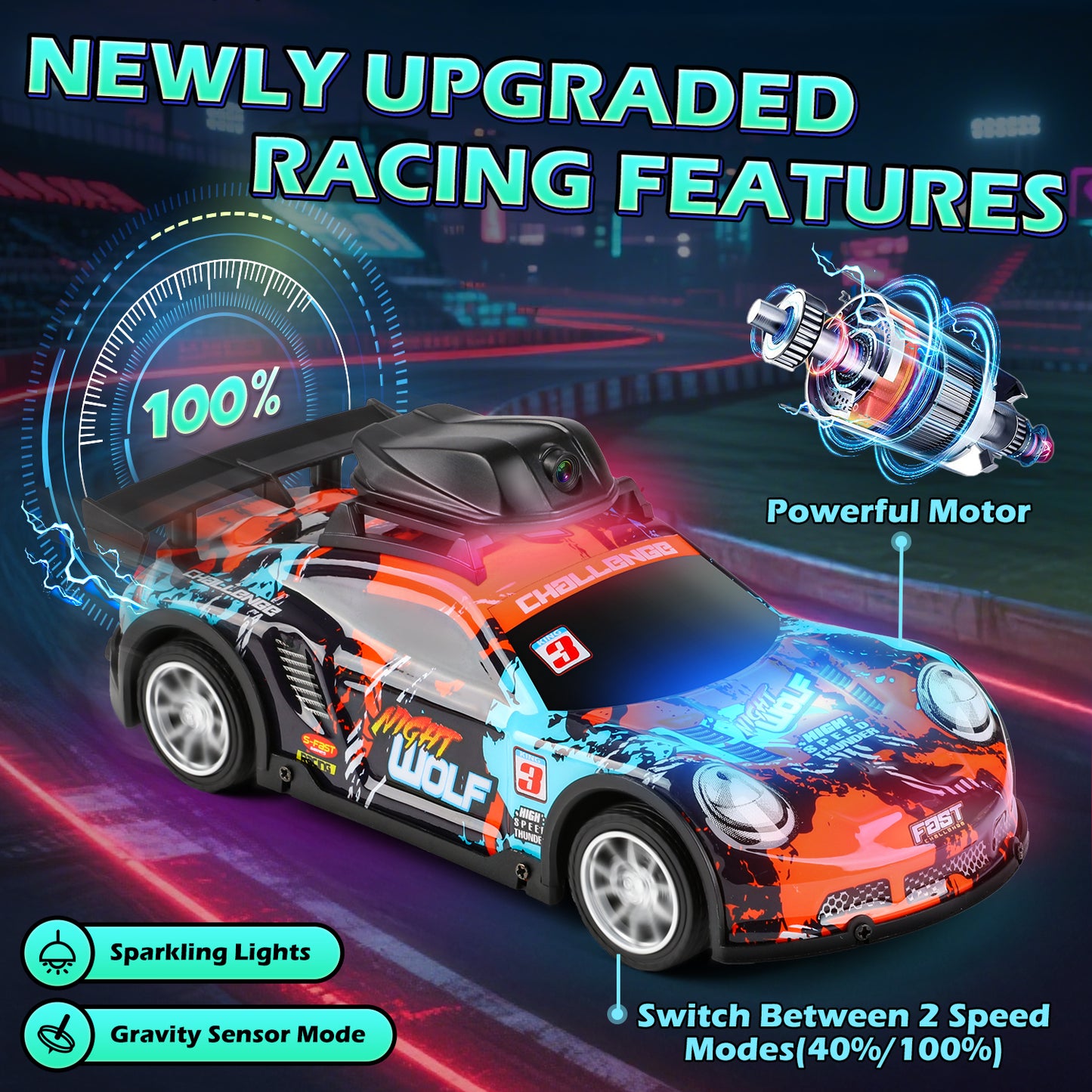 Huge Wave Remote Control Car for Boys, 2.4GHz High Speed RC Car with HD Camera, with 2 Batteries for Kids Birthday Christmas Toys Gift 6-12 Years Old