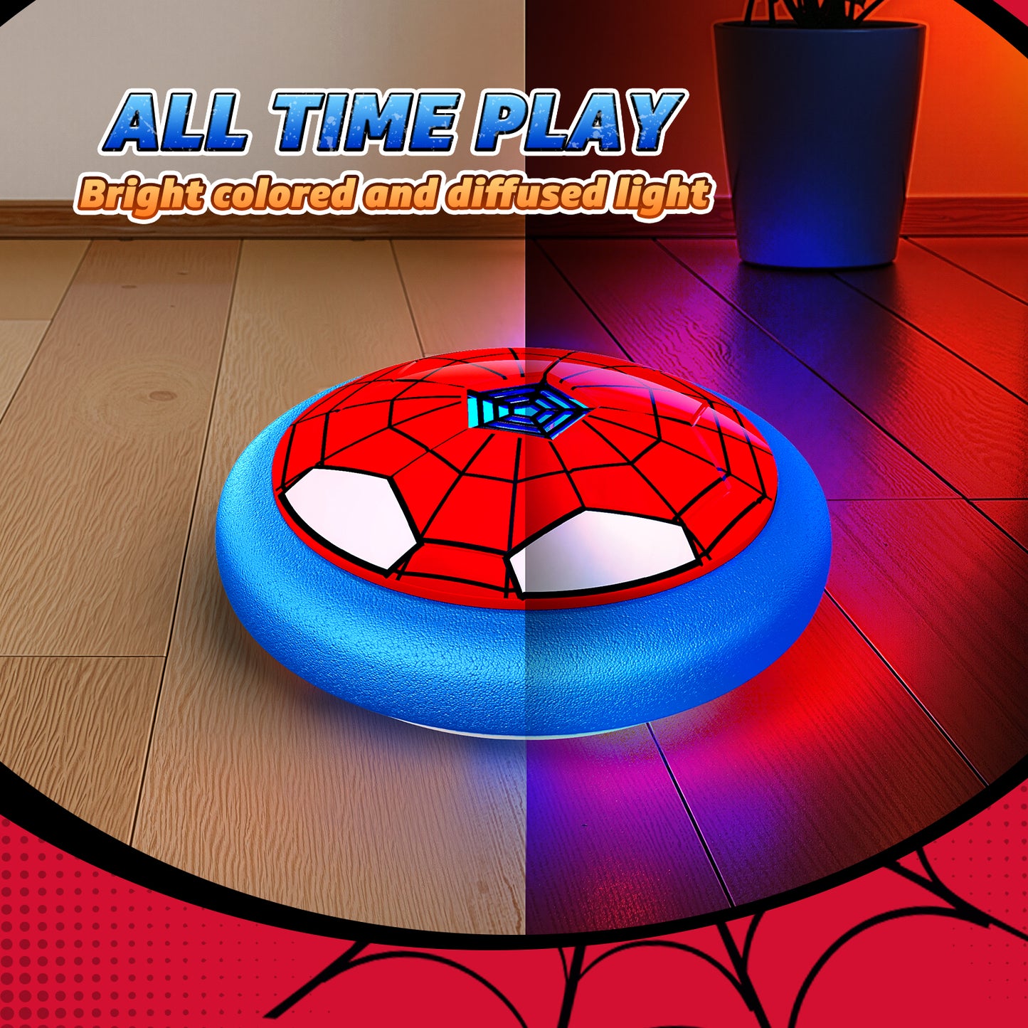Huge Wave Hover Soccer Ball for Kids, Rechargeable LED Hover Soccer Ball Toy, Soft Foam Bumper Indoor and Outdoor Play, Sports Christmas Gift for Boys Girls 3-8 Years