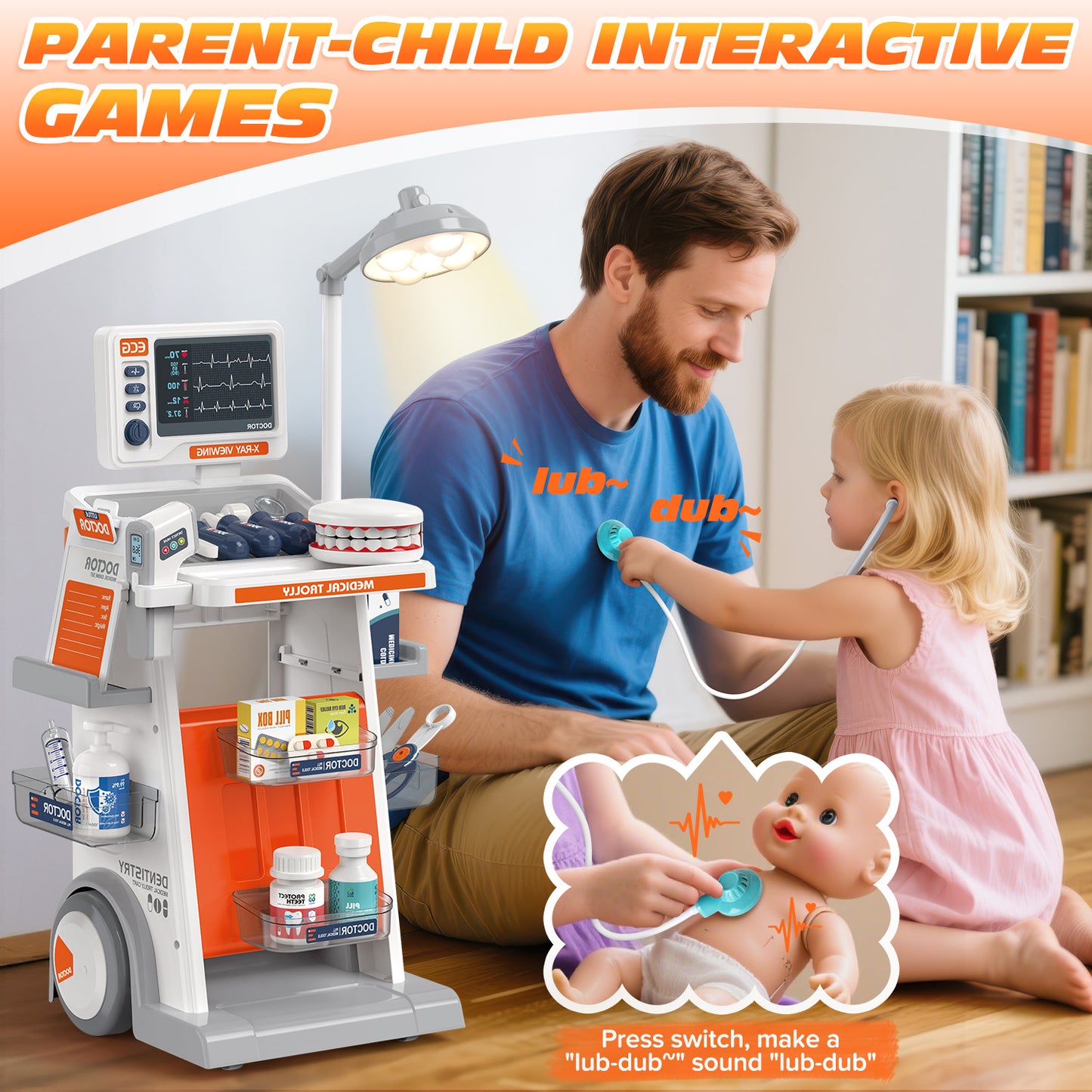 Huge Wave Doctor Kit for Kid, 30PCS Doctors Role Play Set Toy, Pretend Medical Station with Realistic LED Lights & Sounds, Christmas Boys & Girls Gift for Ages 3-6