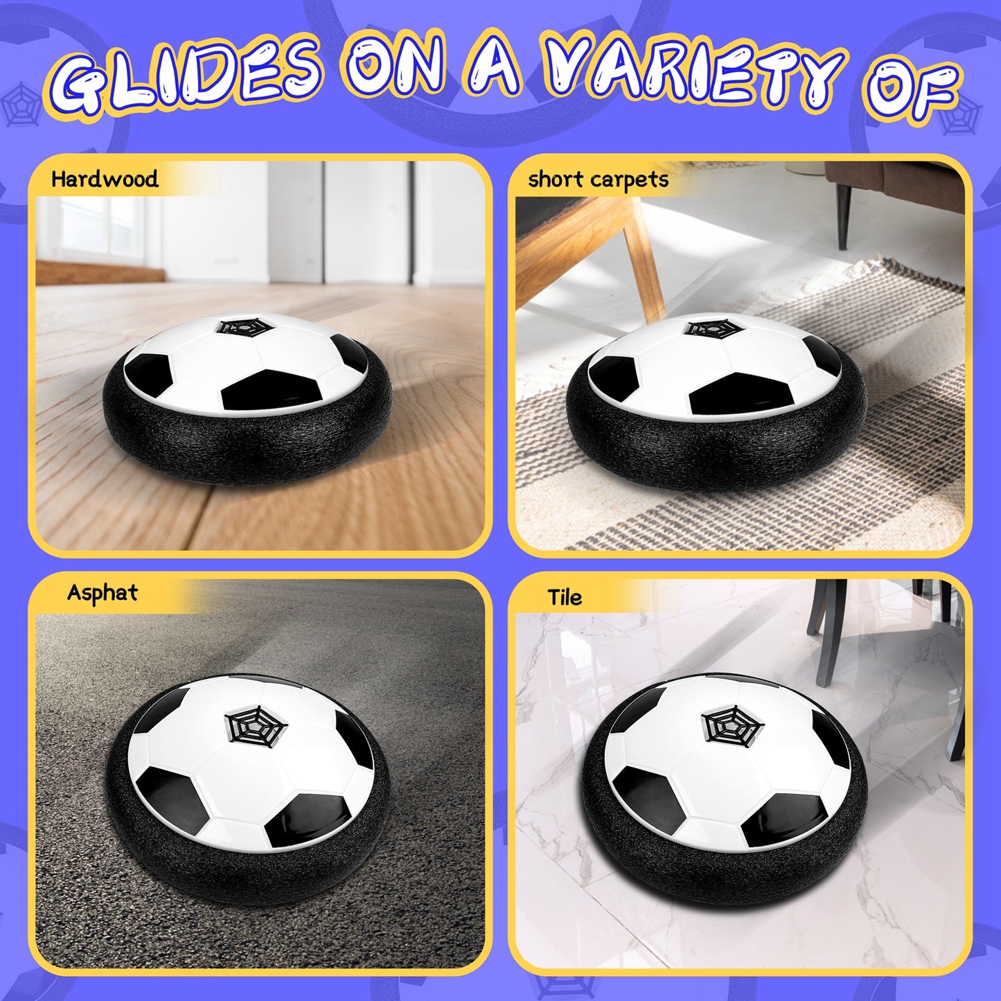 Hover Soccer Ball Toys for Boys & Girls, LED Soccer Ball with Foam Bumpers Indoor/Outdoor Games for Kids