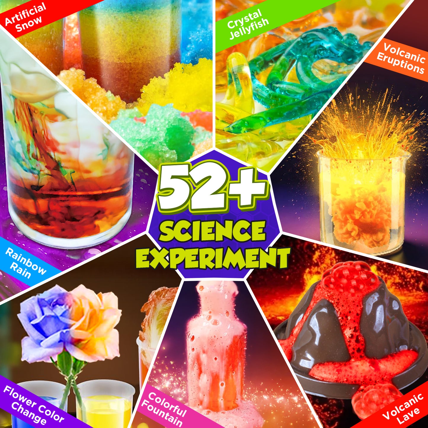 Huge Wave Science Kit for Kids Ages 4-12, 52+ STEM Educational Experiments Toys, With Volcanic & Eyeball Kit, Learning Activities Christmas Birthday Gift for Girls Boys
