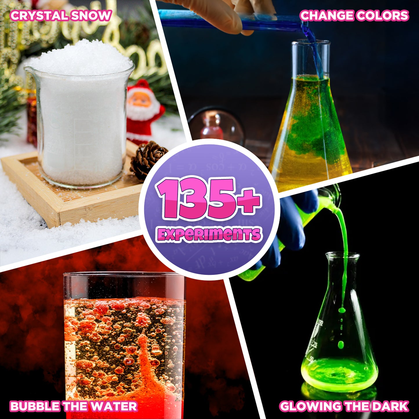Huge Wave 135+ Science Kit for Kids, STEM Educational Experiments Toys, Birthday Gift Ideas for Boys & Girls 8+ Years Old (Pink)