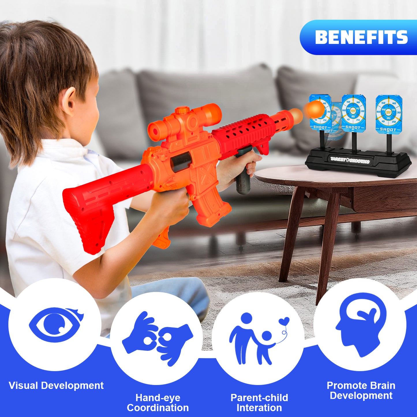 Shooting Target Toys for Boys, Air-popper Automatic Rebound Shooting Games for Kids 5 6 7 8+, Outdoor&Indoor Toys Birthday Christmas Gifts for 5-7 6 8 9 10+