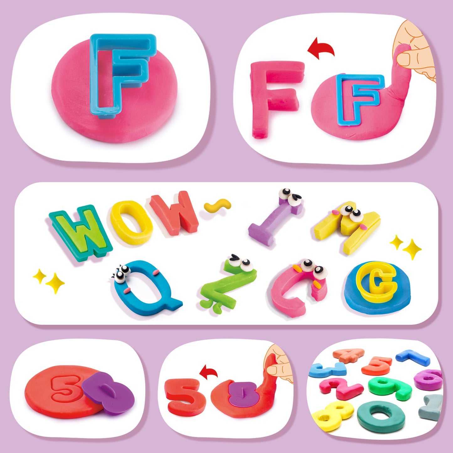 49-Piece Toddler Color Dough Tool Kit & Clay Party Pack w Letters and Numbers – Colorful Cutters, Molds, Rollers & Play Accessories, Birthday Christmas Gift for Boys Girls 3+