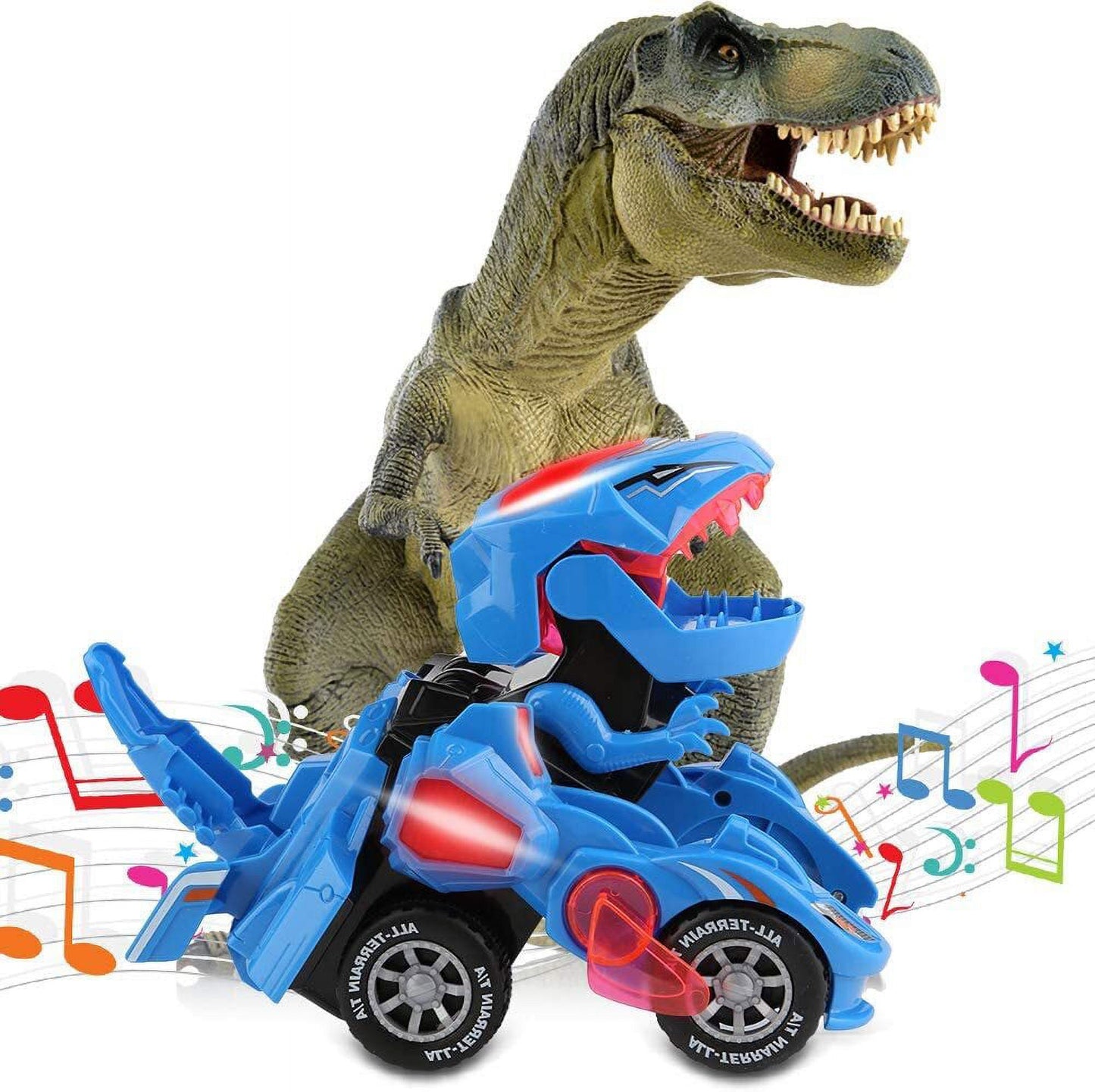 Transforming Dinosaur Car Toys,2 in 1 Automatic Dinosaur Transform Car Toy,Dinosaur Transformer Toy for Kids 3 Year Old and Up
