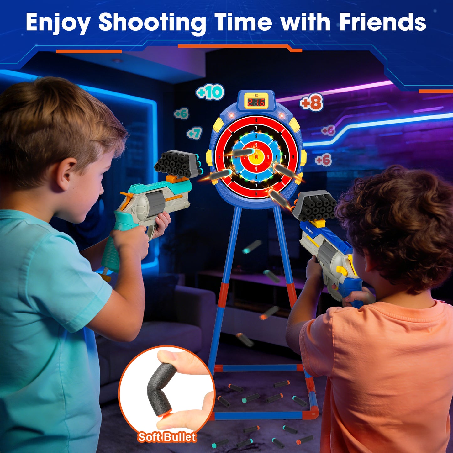 Shooting Game Set for Boys Aged 4-8, Shooting Target Toys, Standing & Hanging, Indoor and Outdoor Shooting Toys for Kids, Christmas Birthday Gift, 2 Pack