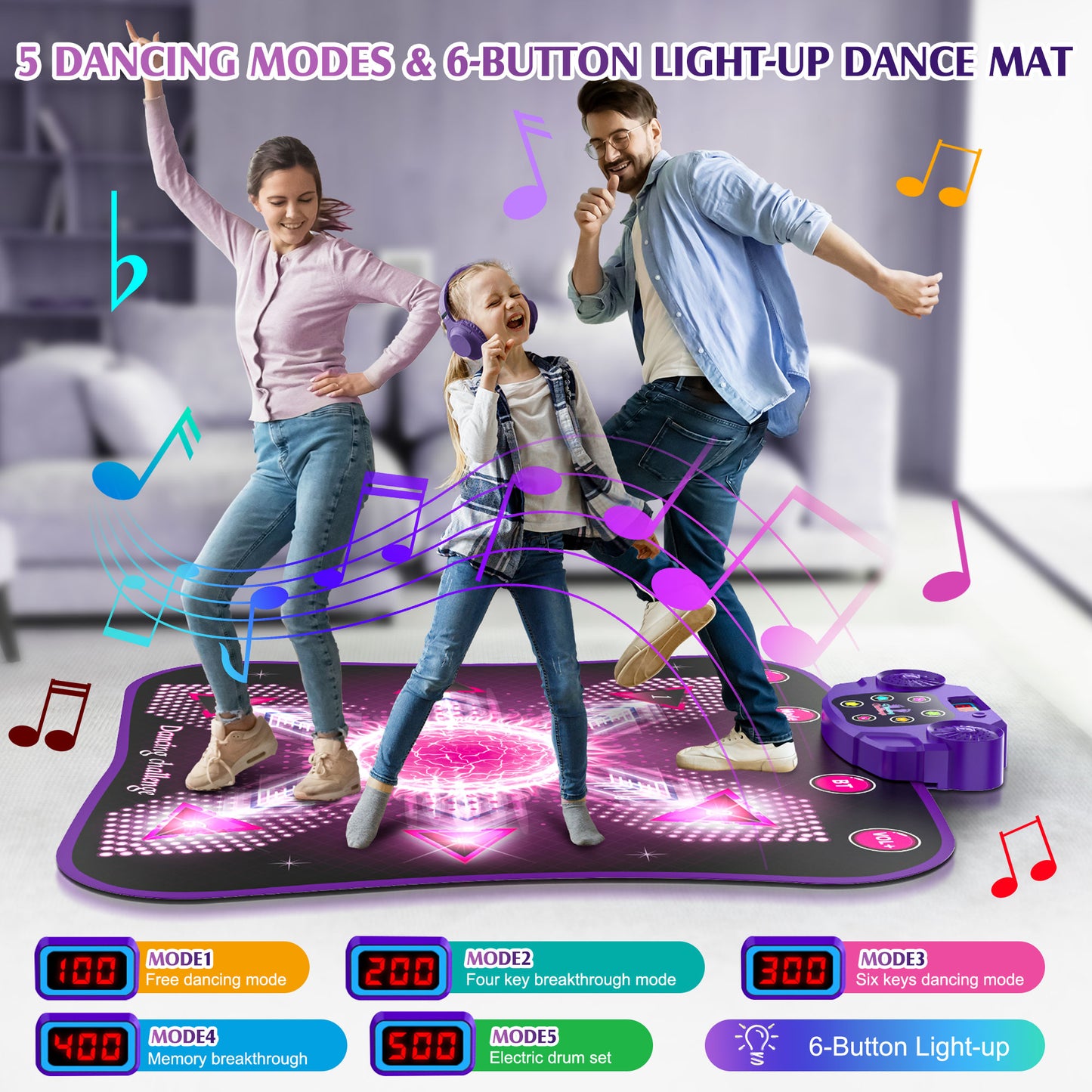 Dance Mat Toys for 3-12 Year Old Kids, 2023 Upgraded Electronic Dance Pad with Light-up, Music and Bluetooth, Christmas Toys for 3 4 5 6 7 8 9 10 11 12+ Year Old Girls Birthday Gift Ideas
