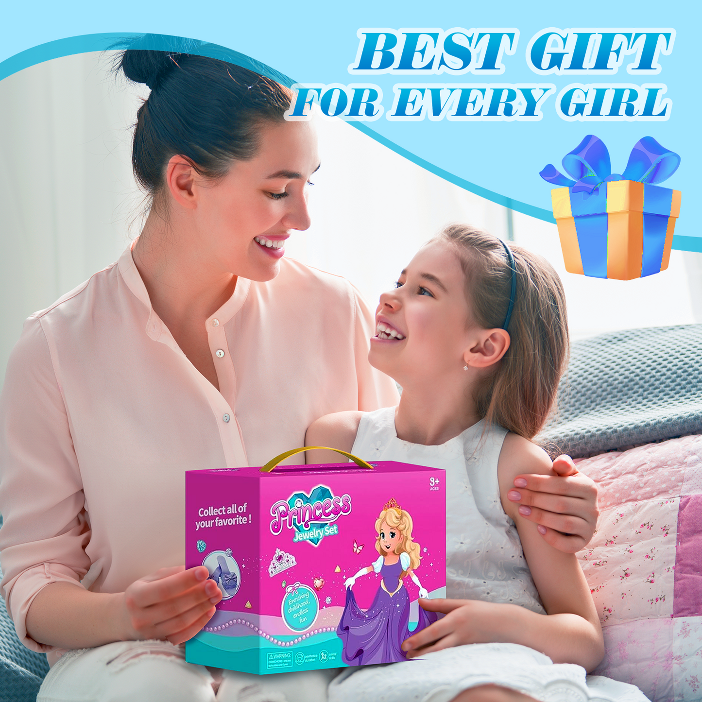 Frozen Princess Girls Dress-up Set for Kids, Little Girls’ Princess Toys for Ages 3 4 5 6 7 Year Old.