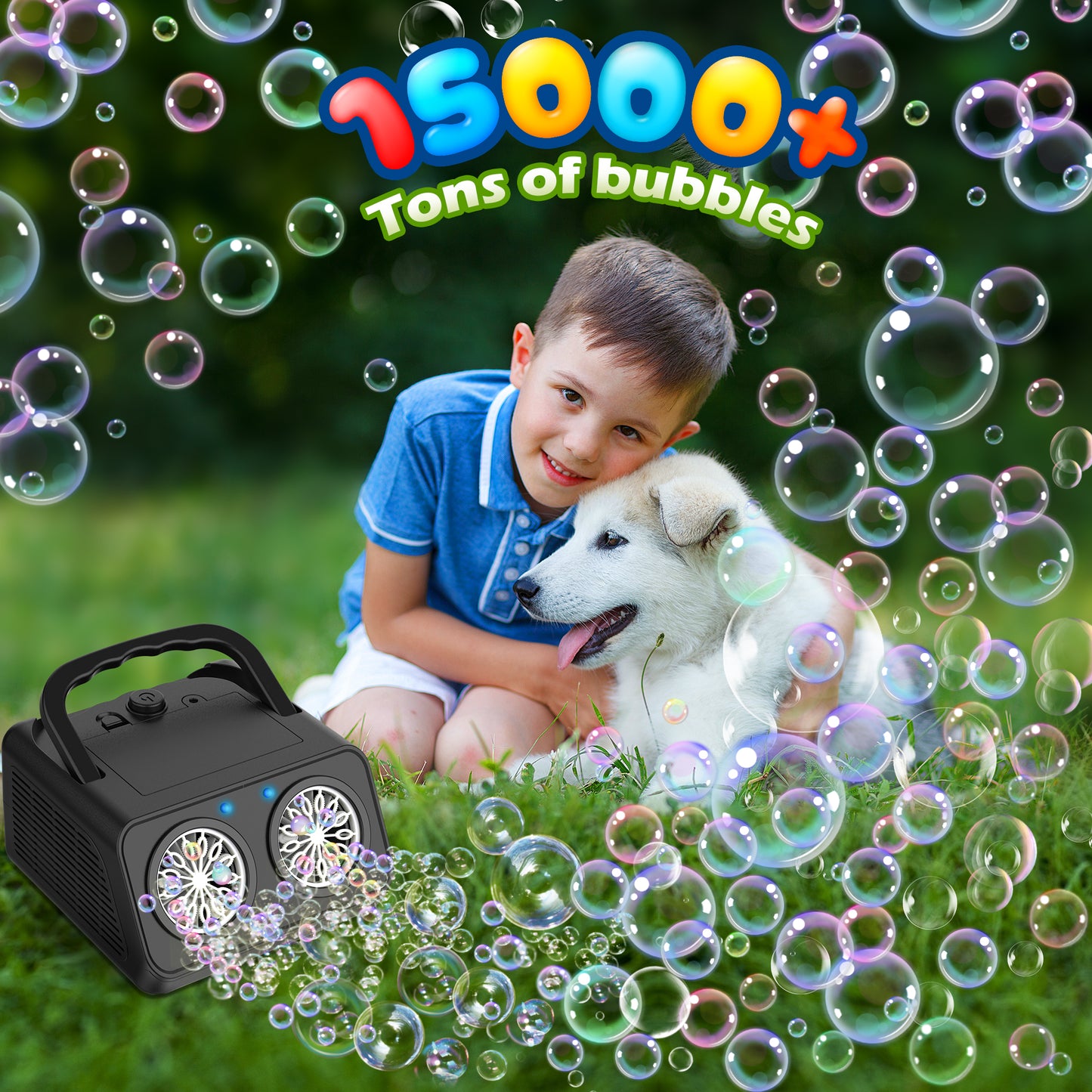Bubble Blower, 3000+ Bubbles per Minute, Automatic Bubble Machine for Kids' Bubble Toy Fun, Indoor and Outdoor Christmas Party Birthday Wedding Use