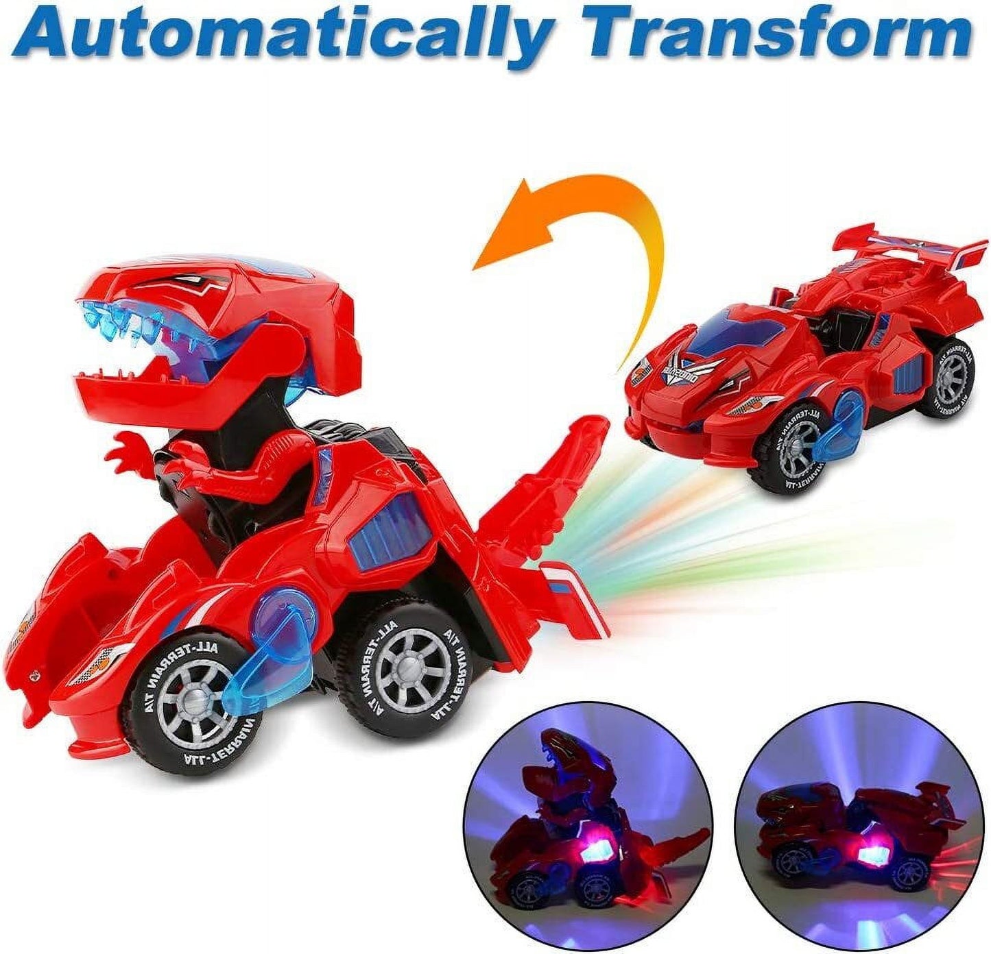Transforming Dinosaur Car Toys,2 in 1 Automatic Dinosaur Transform Car Toy,Dinosaur Transformer Toy for Kids 3 Year Old and Up