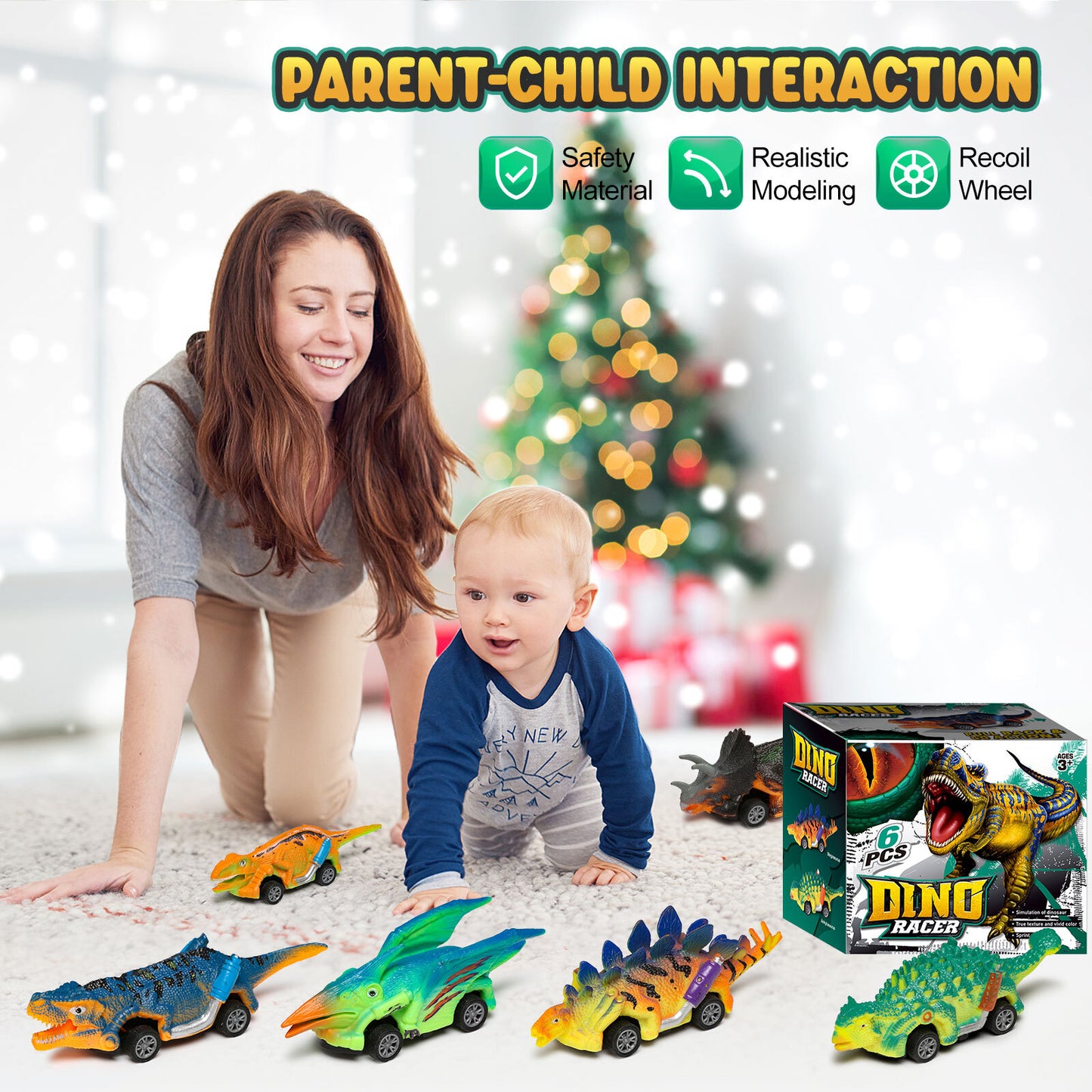 Dinosaur Toys for Boys Kids 3 4 5 6 Years Old, Dinosaur Pull Back Car Birthday Christmas Gift for Kids Boys, 6Pcs.