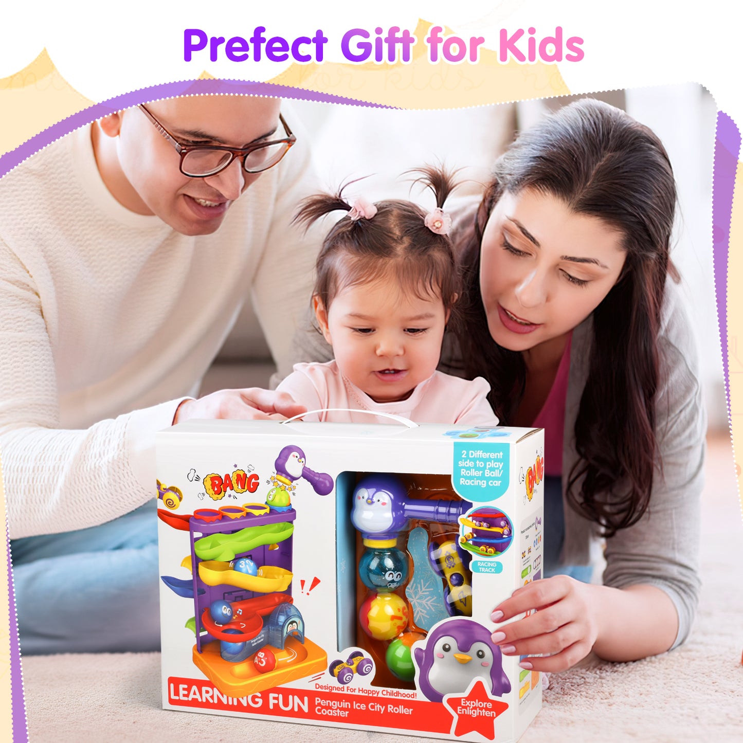 Toddler Toys for 1 2 3 Years Old Kids, 2 in 1 Pound Ball Toy & Car Ramp Race Track, Montessori Toys for 12-18 Months Baby, Early Learning Educational Gift for 12-36 Months Boys Girls
