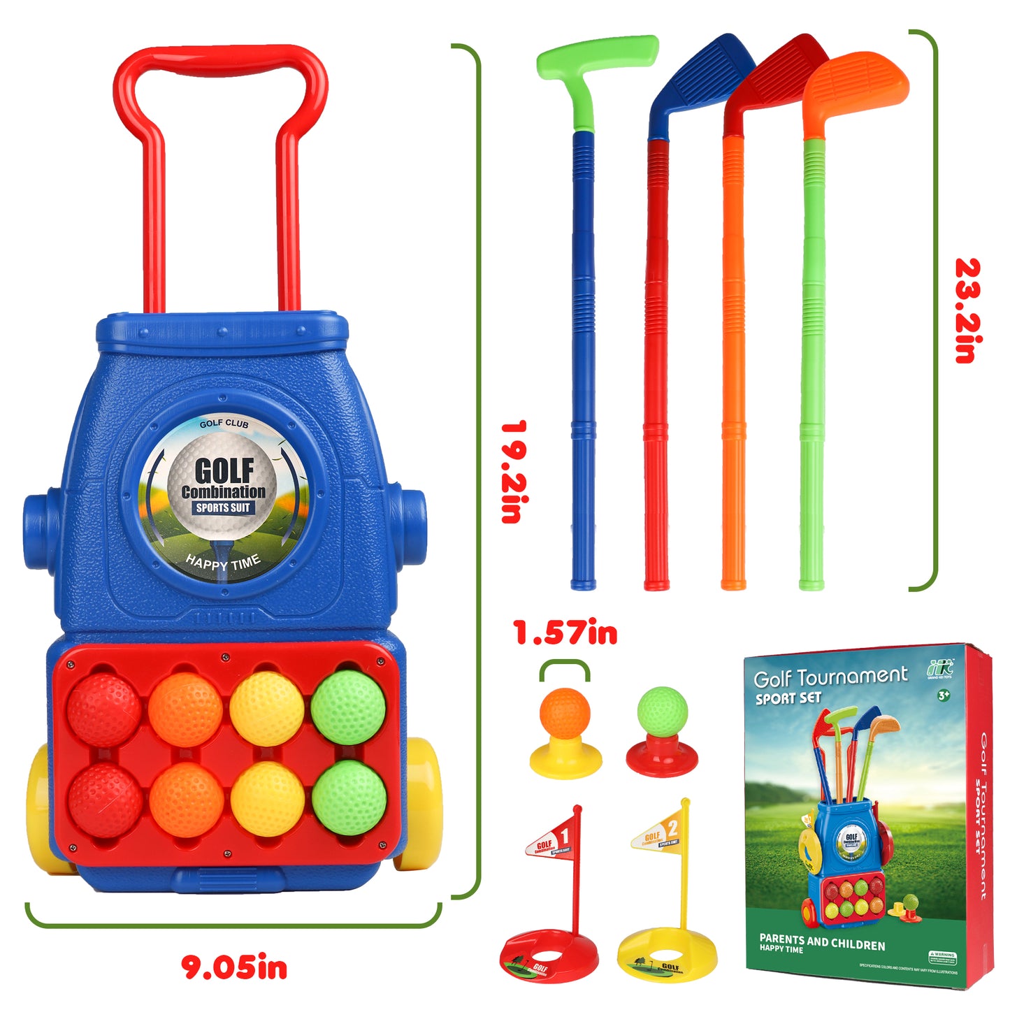 Toddler Golf Toy Set with 4 Colorful Golf Sticks, 8 Balls and 2 Practice Holes - Kids Golf Club Set and Sports Toys - Fun Birthday Christmas Gifts for Boys and Girls Aged 3-6 Years Old