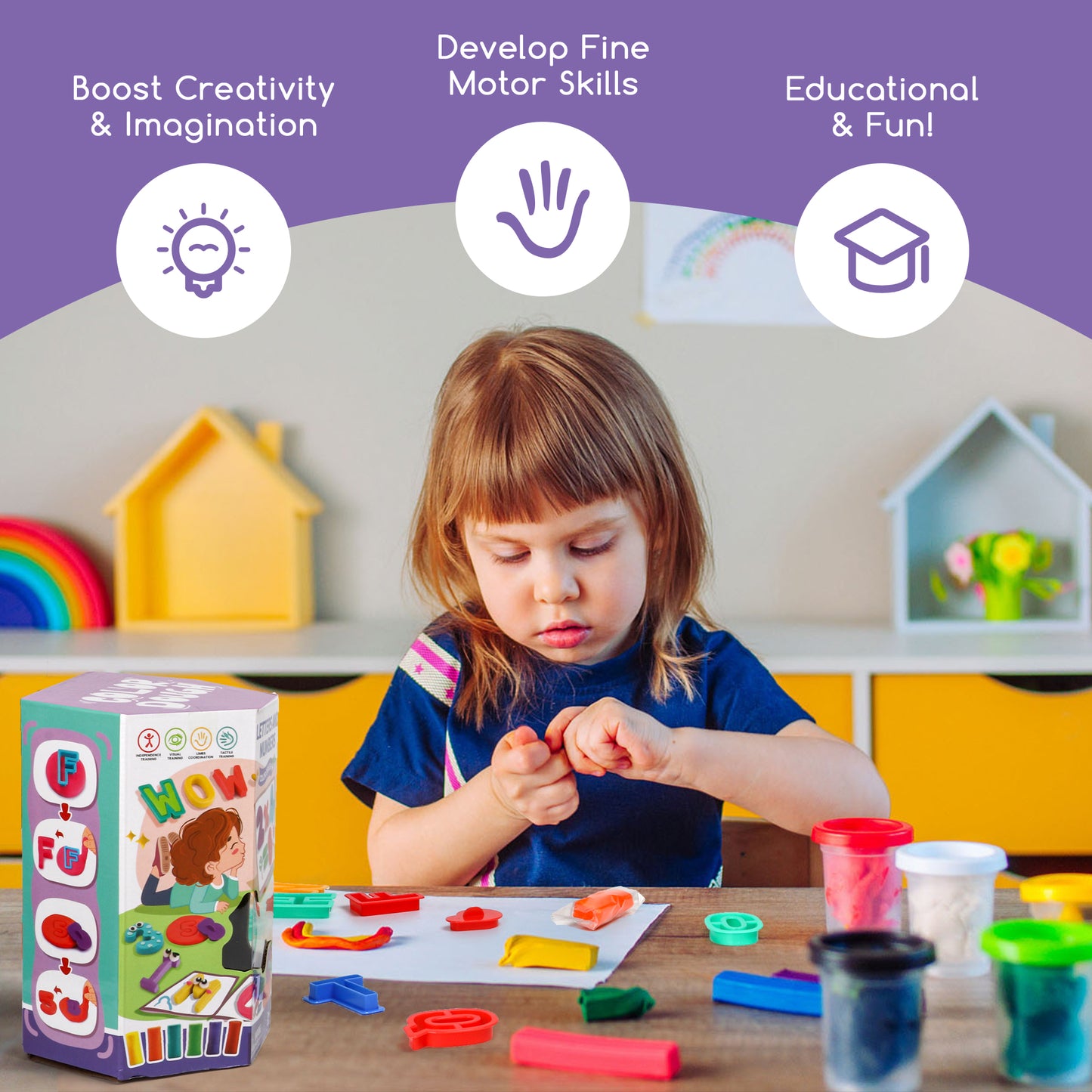 49-Piece Toddler Color Dough Tool Kit & Clay Party Pack w Letters and Numbers – Colorful Cutters, Molds, Rollers & Play Accessories, Birthday Christmas Gift for Boys Girls 3+