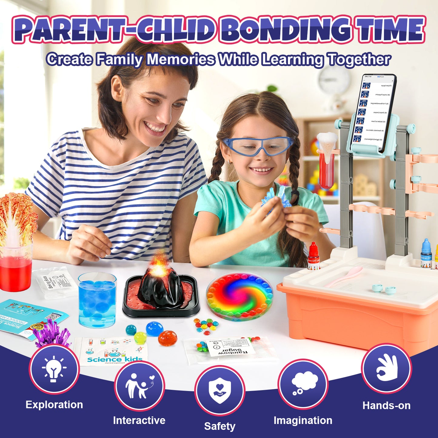 Science Kits for Kids Age 4-12, 68 Lab Science Experiments for Kids, Education Volcano Experiments Table, STEM Chemistry Kit Toys Birthday Christmas Gift for Boys Girls
