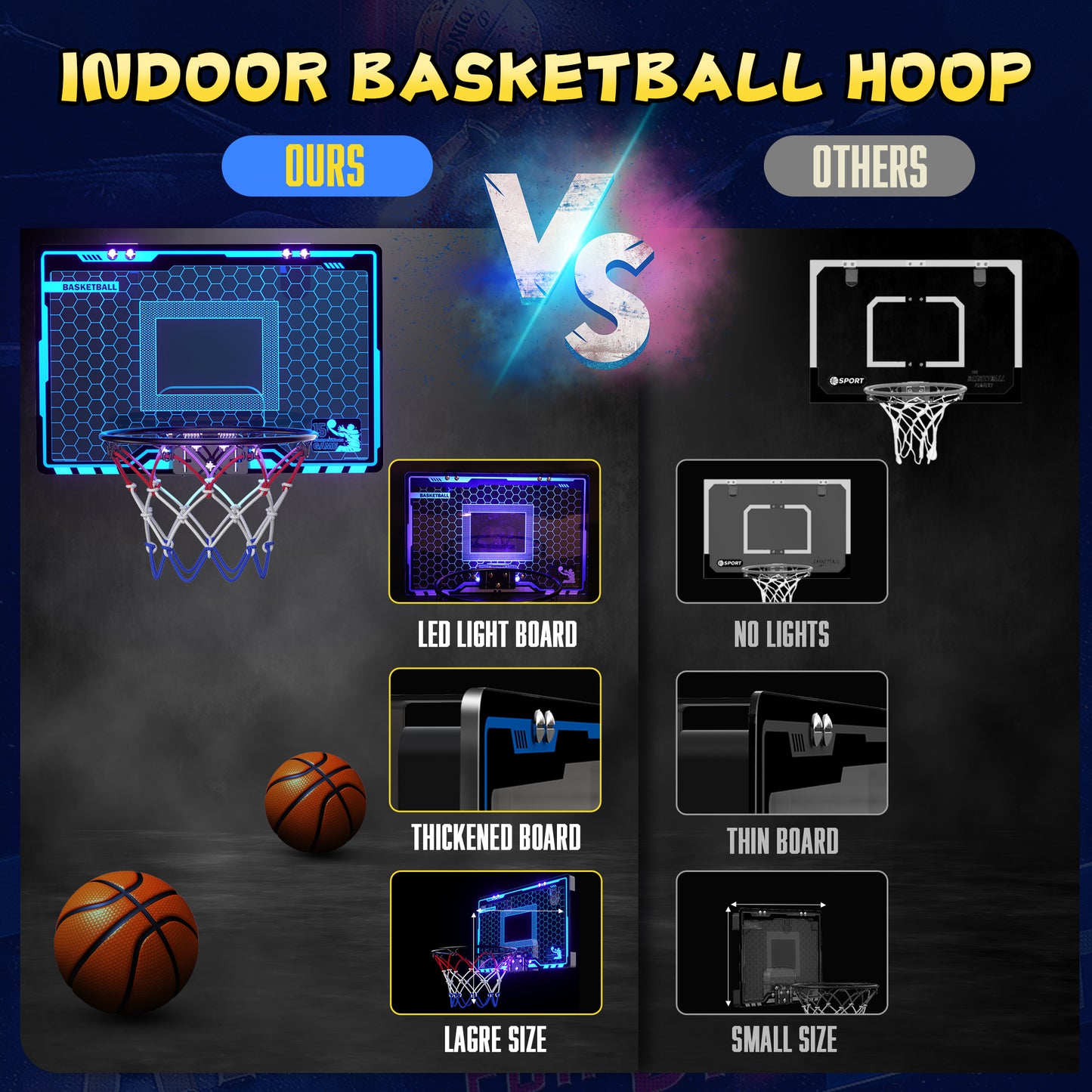 Kids Basketball Hoops, Mini Basketball Toys for Kids, Indoor Play Basketball Games, Birthday Christmas Gifts for Boys Ages 3 4 5 6 7 8.