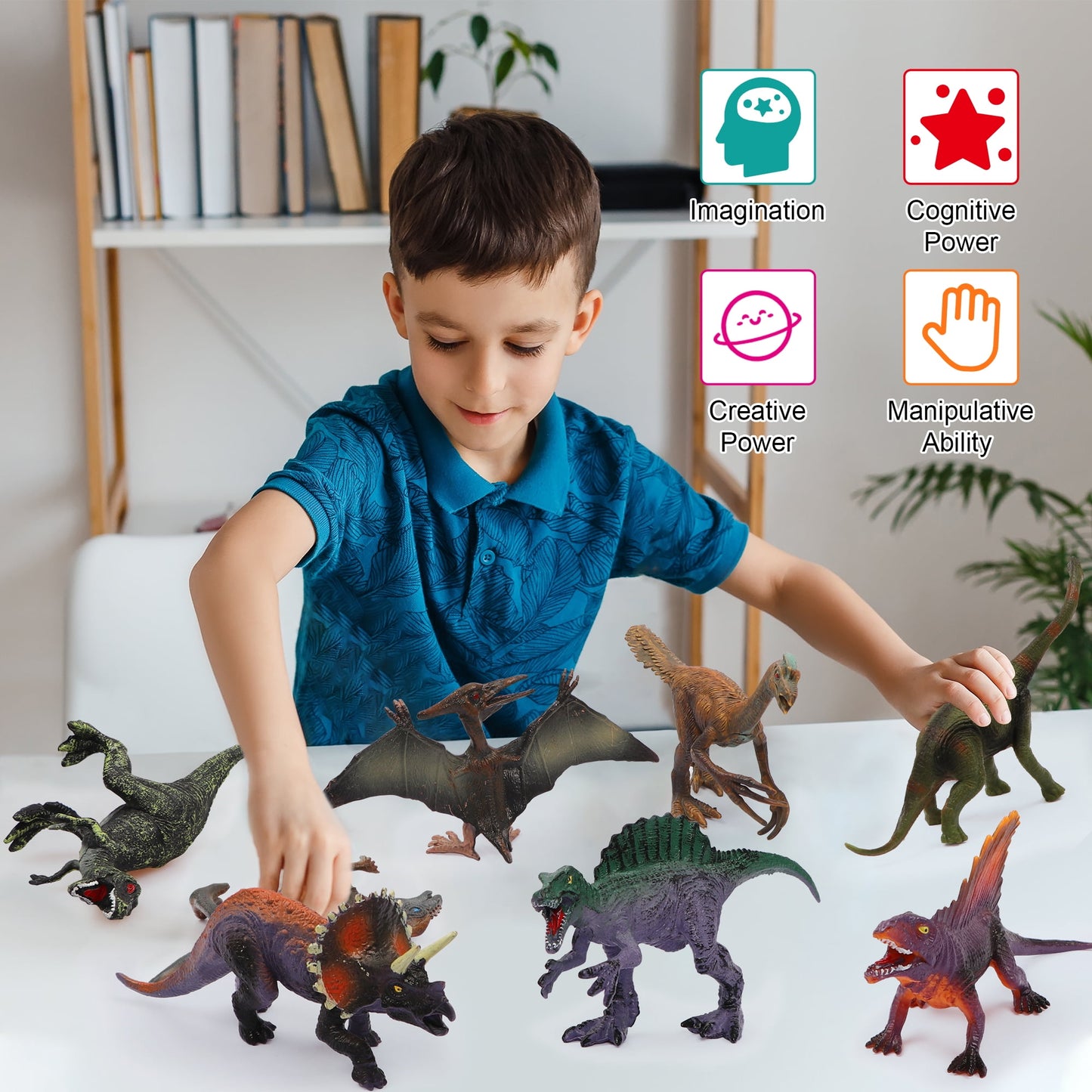 Dinosaur Toy Play Set - 12 Realistic Dinosaur Figures, Play Mat Included - Perfect Gift for Boys and Girls Ages 3-12