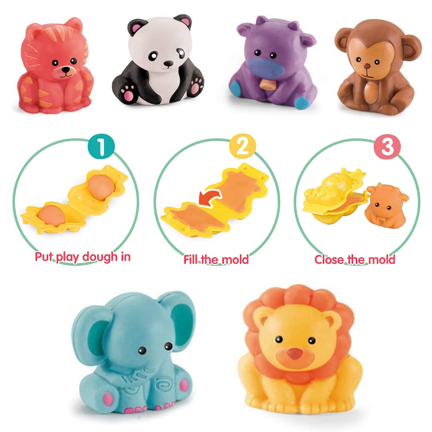 Color Play Dough Jungle World Clay, Education Learning Toys Animals Play Dough Set, Christmas Gift Sets for Kids