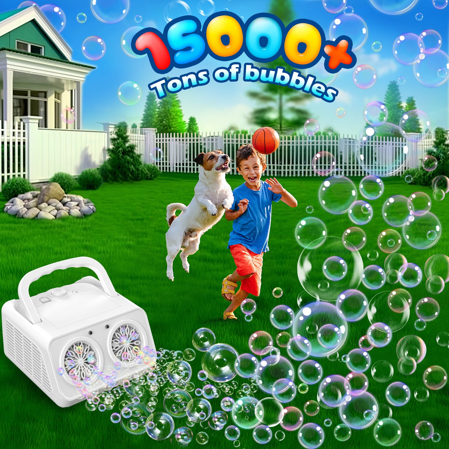 Bubble Blower Machine, Simultaneous Bubble Generating Ability, Automatic Bubble Maker for Kids, Indoor & Outdoor Christmas Party Wedding Bubble Toy Fun