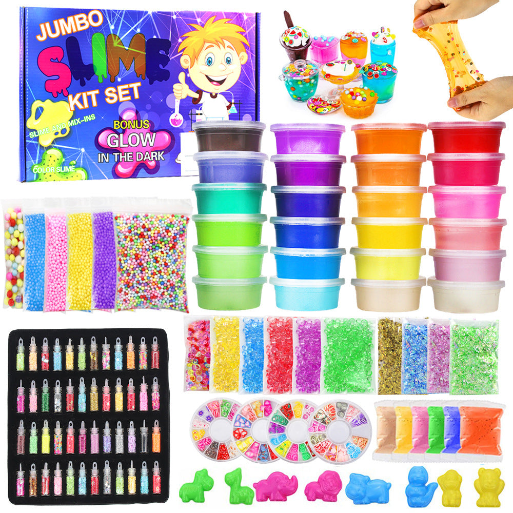 Huge Wave DIY Slime Kit for Girls Boys, 120PCS Ultimate Glow in The Dark Glitter Slime Making Kit, with 24 Color and Foam Balls, Birthday Christmas Idea Gift for Kids 3-11 Years Old
