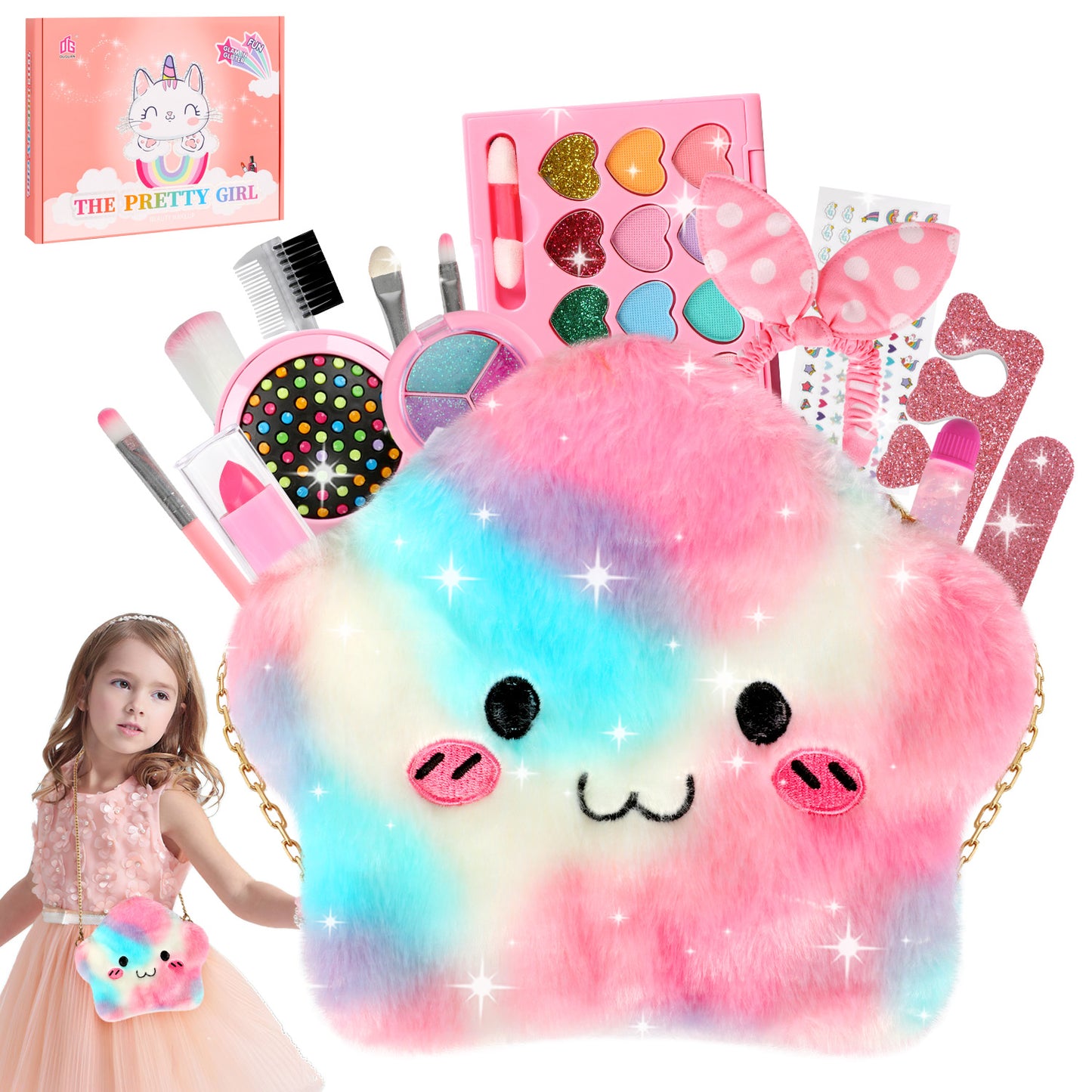 Kids Makeup Kit for Girl, Real Washable Makeup Set Toy for Little Girls, Princess Play Toys Christmas & Birthday Gift Age 3 4 5 6 7 8 9+ Year Old Kids Toddler Gifts
