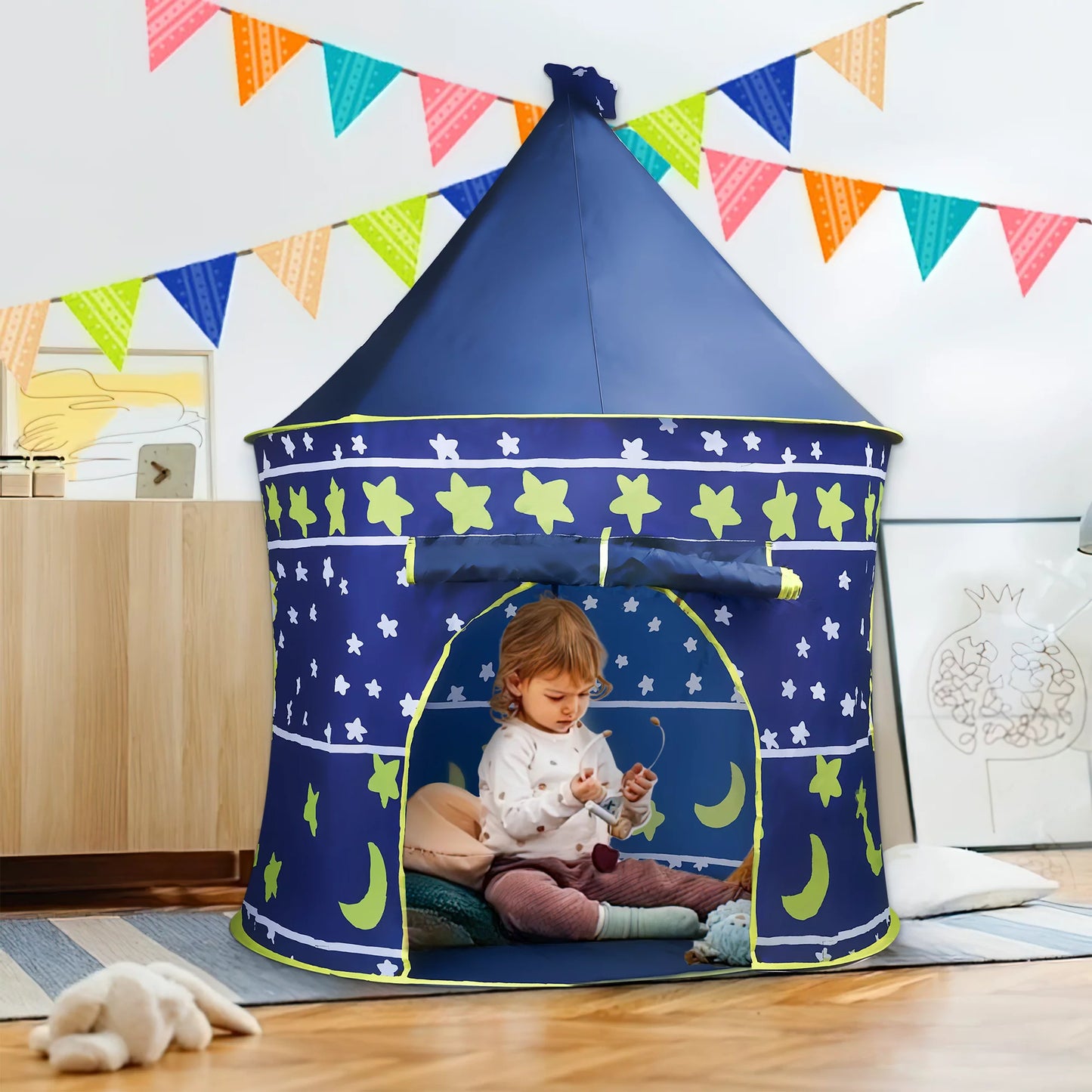 Tent for Kids, Fodlable Pop Up Play Tent, Indoor & Outdoor Large Kids Playhouse, Conveniently Fold into A Carrying Case