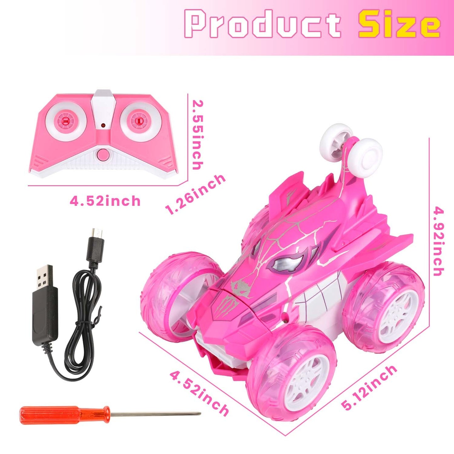 Spider Remote Control Car,360°Flips 4WD Remote Control Car for Boys Girls,RC Stunt Car with Cool Light Birthday Gifts for 3-10 Boys Girls