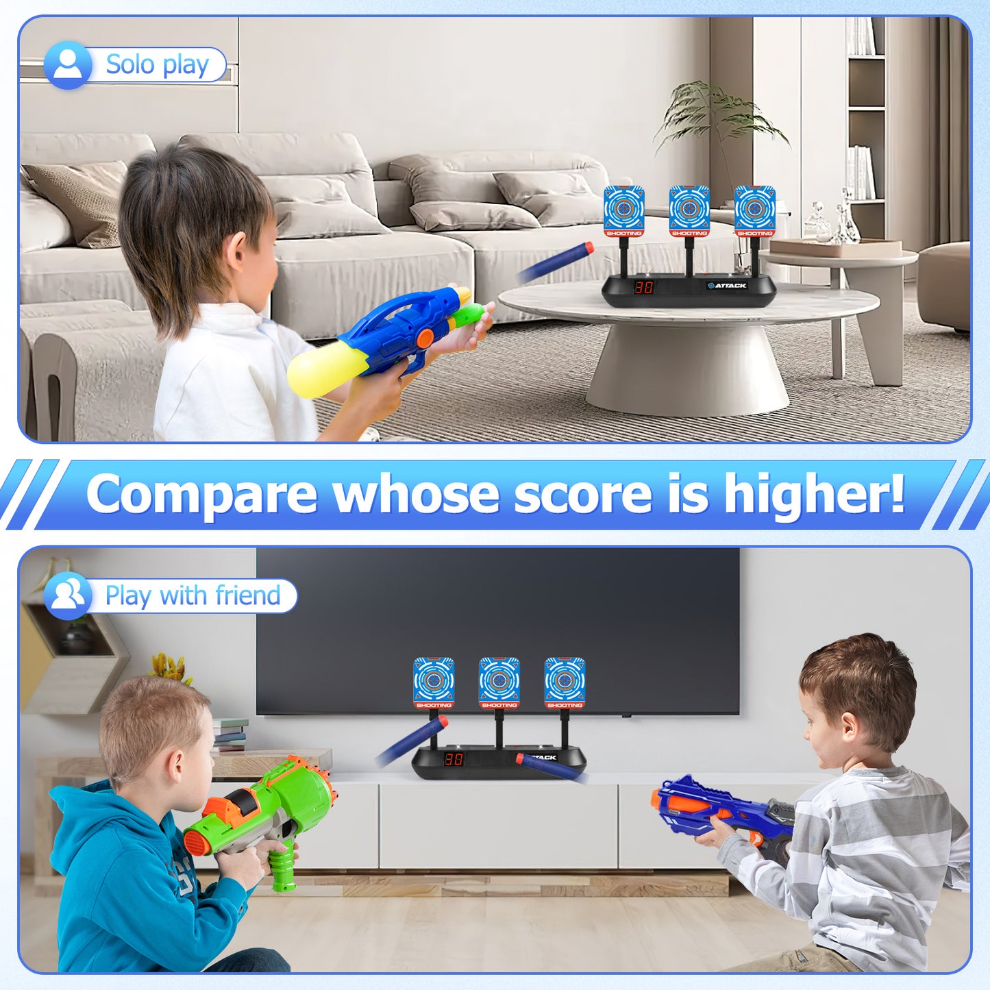 Huge Wave Electronic Shooting Targets, Digital Electronic Scoring Target for Boys, Auto Reset Shooting Toy, Christmas Birthday Gifts for 5 6 7 8 9 10 Year Old Kids