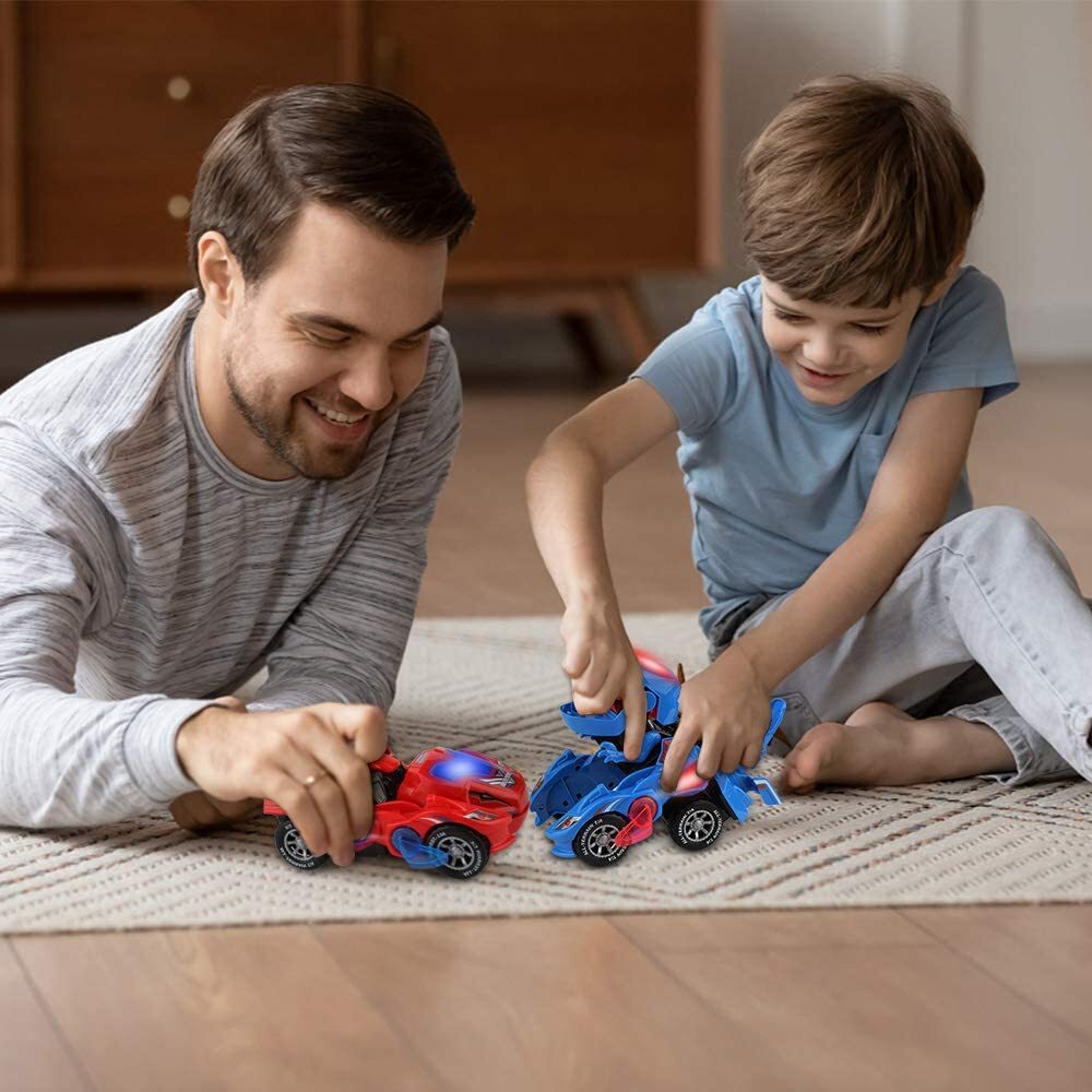 Transforming Dinosaur Car Toys,2 in 1 Automatic Dinosaur Transform Car Toy,Dinosaur Transformer Toy for Kids 3 Year Old and Up