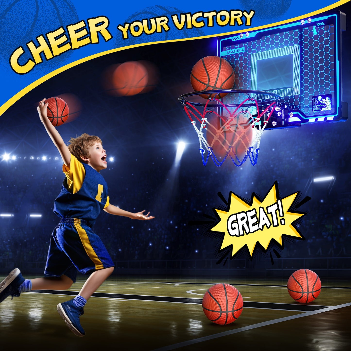 Kids Basketball Hoops, Mini Basketball Toys for Kids, Indoor Play Basketball Games, Birthday Christmas Gifts for Boys Ages 3 4 5 6 7 8.