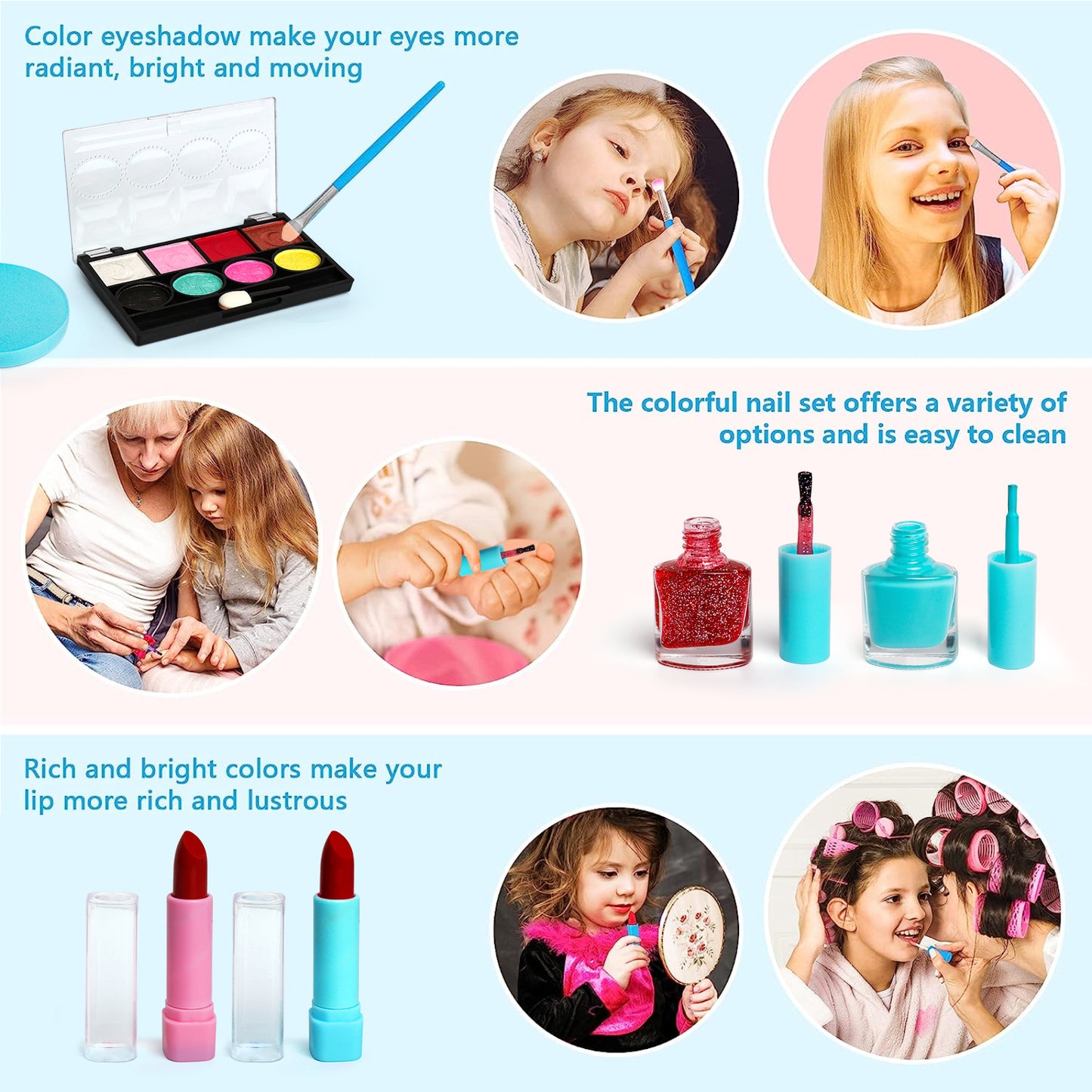 Makeup Set for Girl, Washable Real Frozen Make up kit Toys,Christmas Birthday Gift for 4 5 6 7 8 9 Years Old Girls