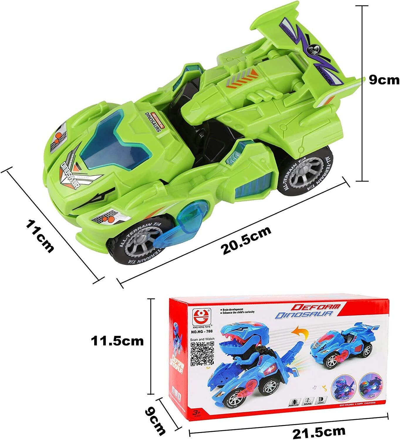 Transforming Dinosaur Car Toys,2 in 1 Automatic Dinosaur Transform Car Toy,Dinosaur Transformer Toy for Kids 3 Year Old and Up