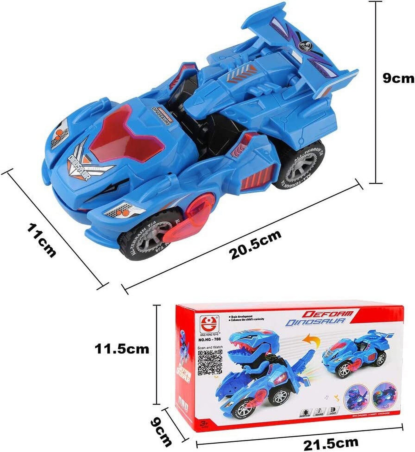 Transforming Dinosaur Car Toys,2 in 1 Automatic Dinosaur Transform Car Toy,Dinosaur Transformer Toy for Kids 3 Year Old and Up
